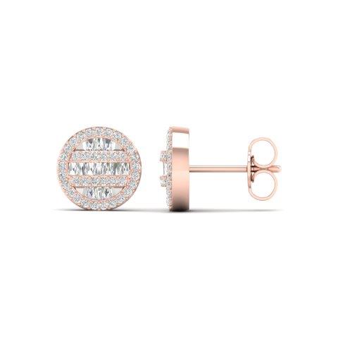 10K Pink 0.42Ct D-Baguettes Earring