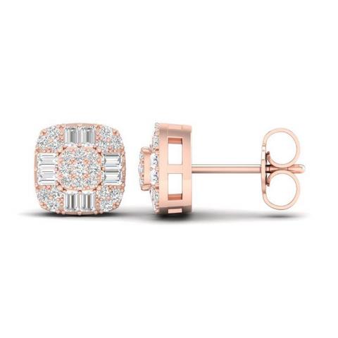 10K Pink 0.33Ct D-Baguette Earrings