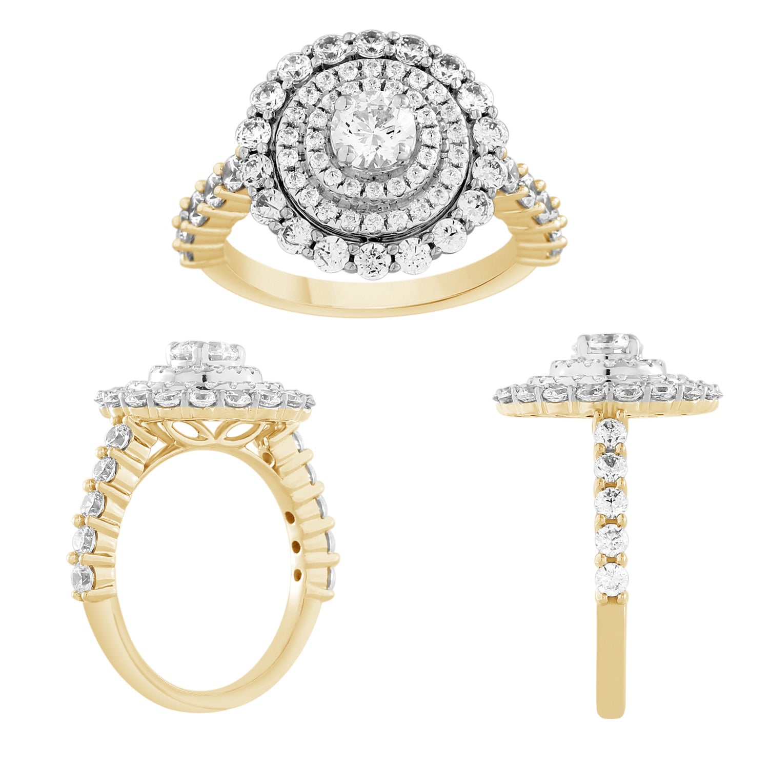 14K Yellow 1.95-1.99Ct D-Certified Rings