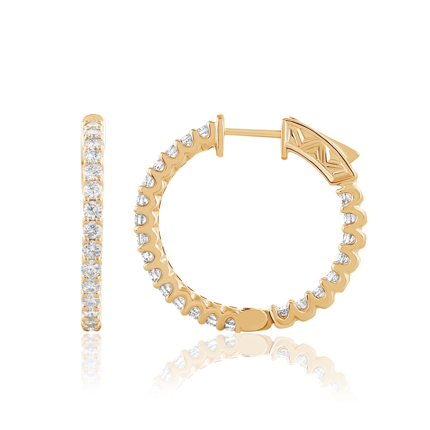 10K Yellow 1.97-1.98Ct D-Earrings Hoops