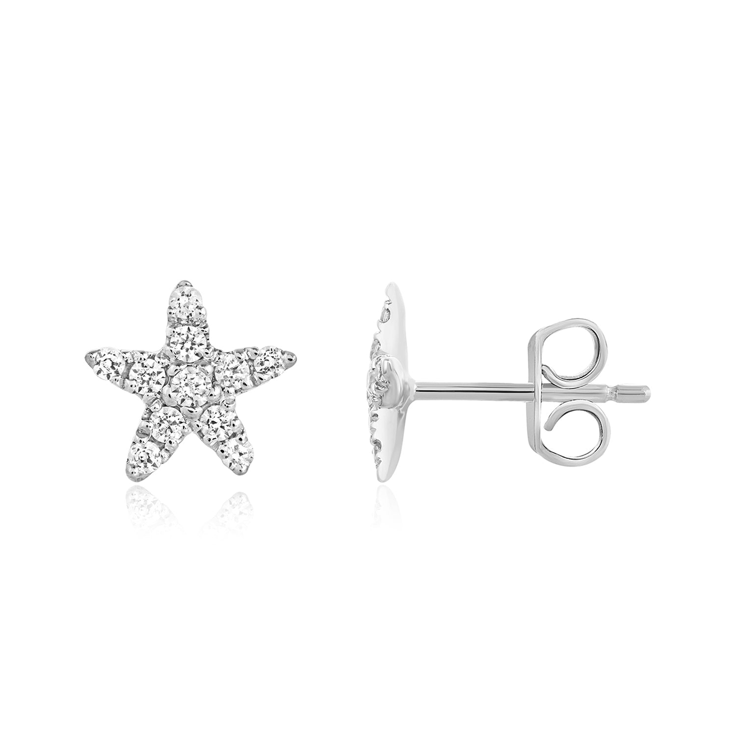 10K White 0.12-0.16Ct D-Earrings Star