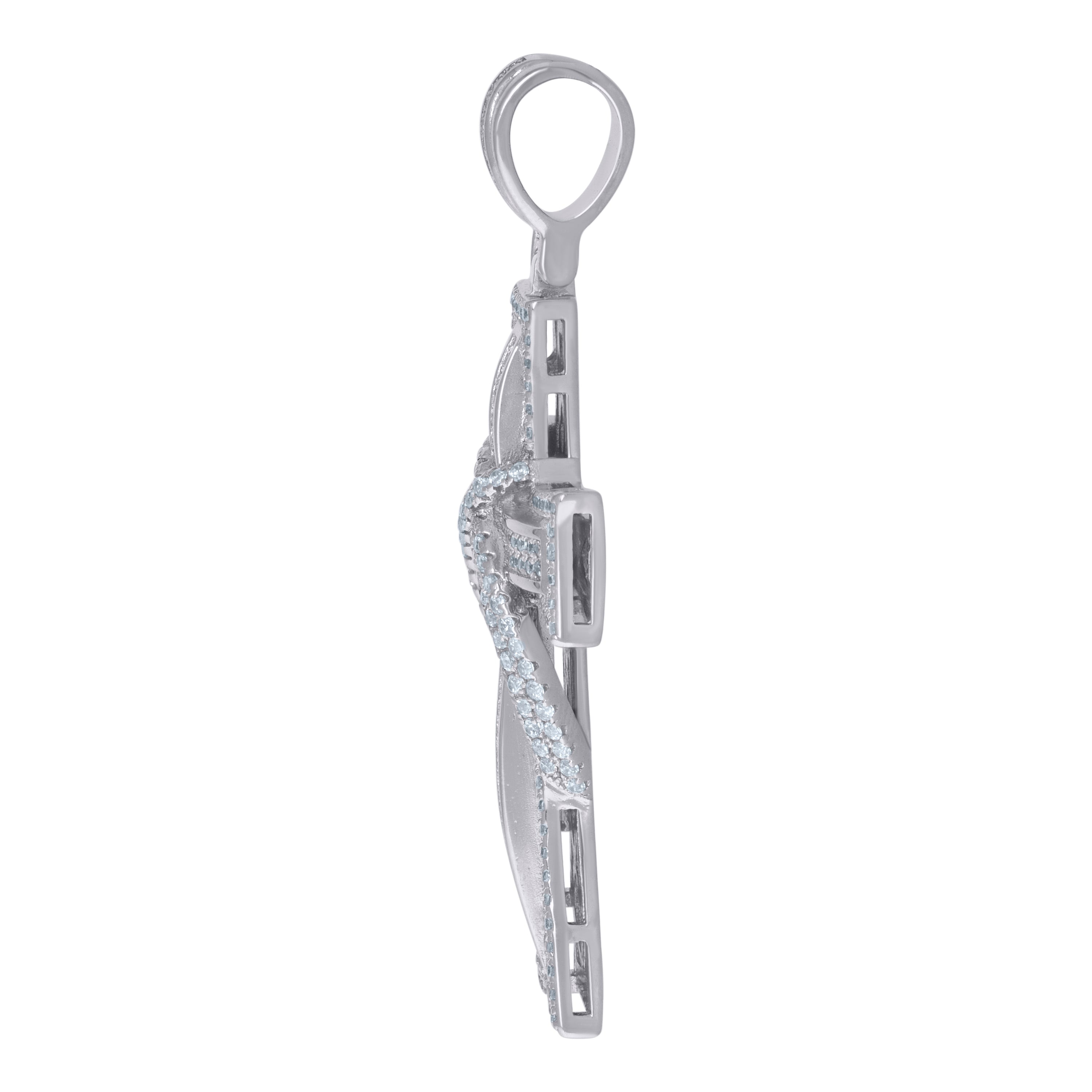 925 Sterling Silver Mens Cubic Zirconia Cross Religious Charm Pendant