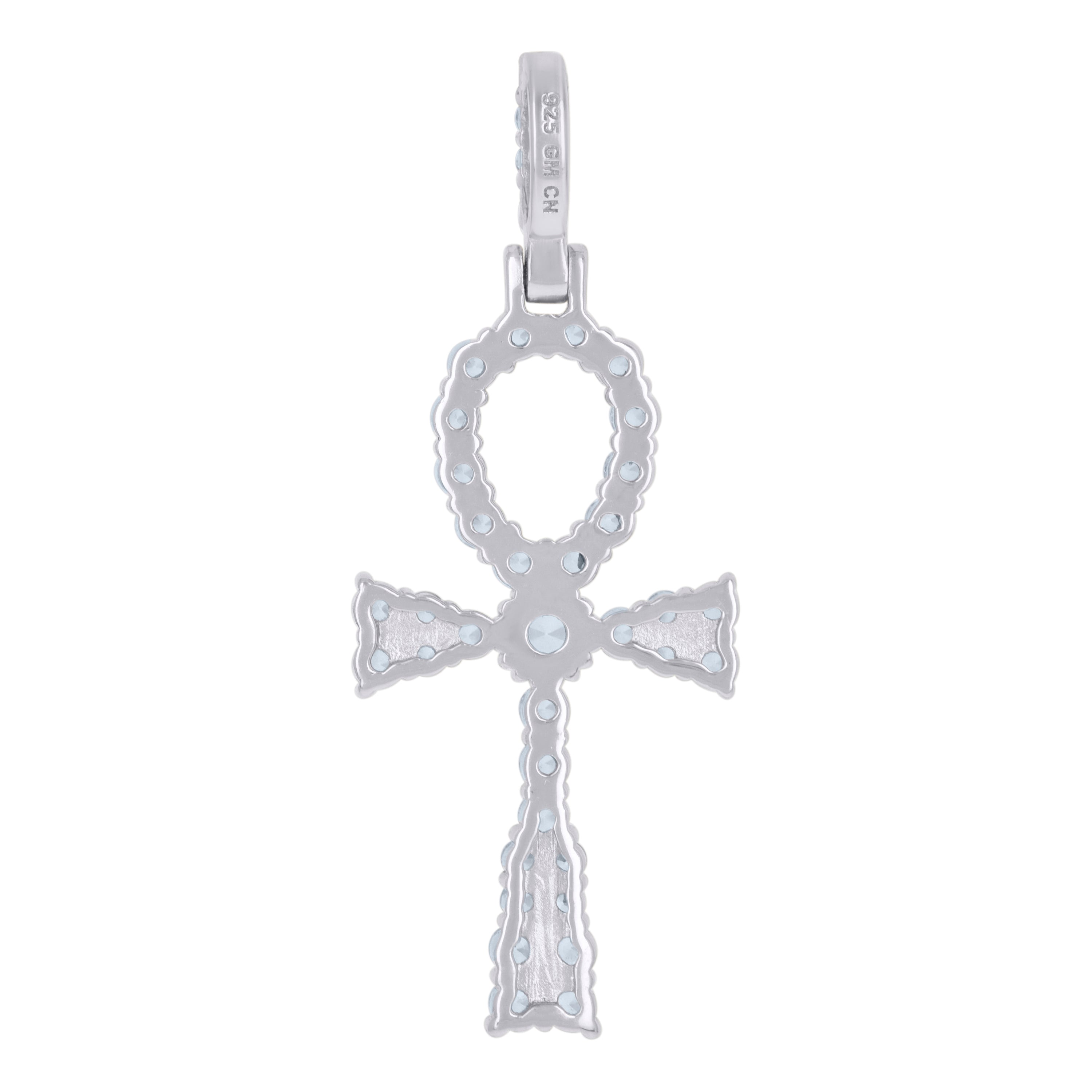 925 Sterling Silver Mens Cubic-Zirconia Egyptian Ankh Cross Religious Charm Pendant