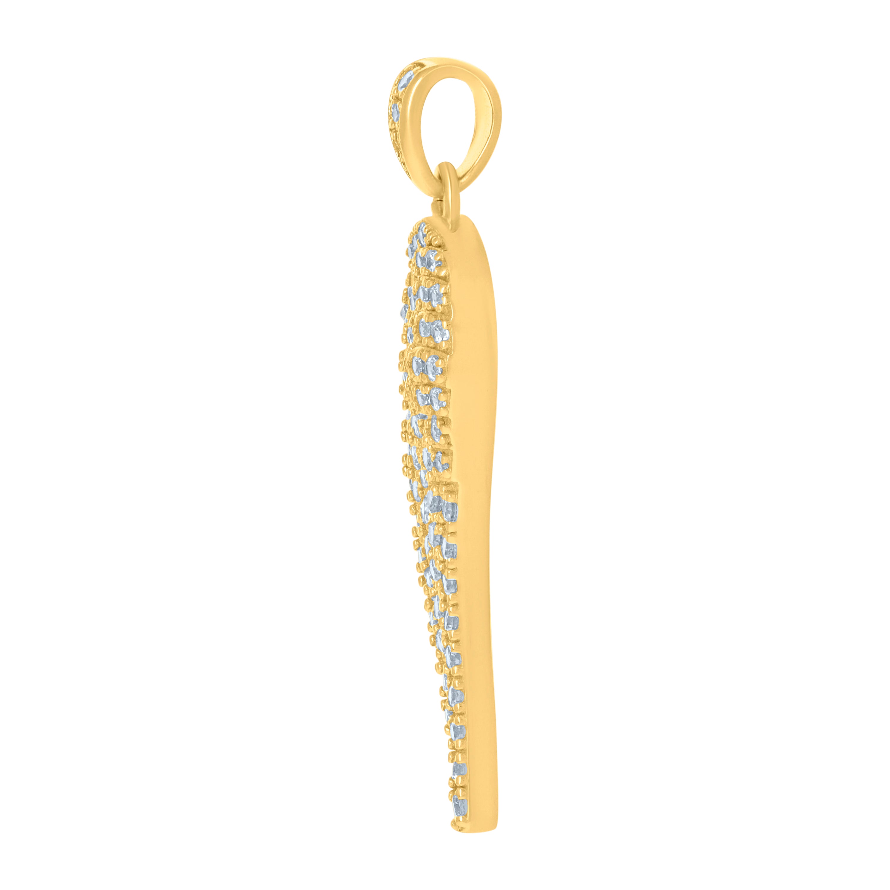 925 Sterling Silver Yellow-Tone Unisex Cubic-Zirconia Angel Wing Angel Religious Charm Pendant