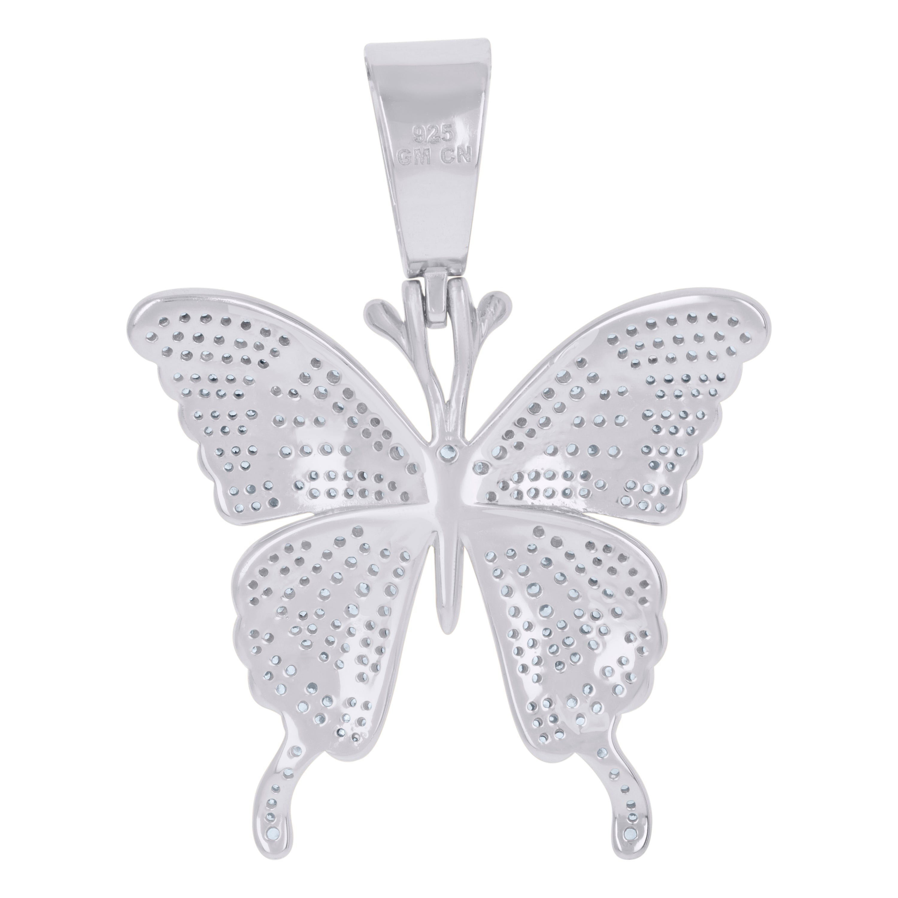 925 Sterling Silver Womens Cubic-Zirconia Butterfly Fashion Charm Pendant