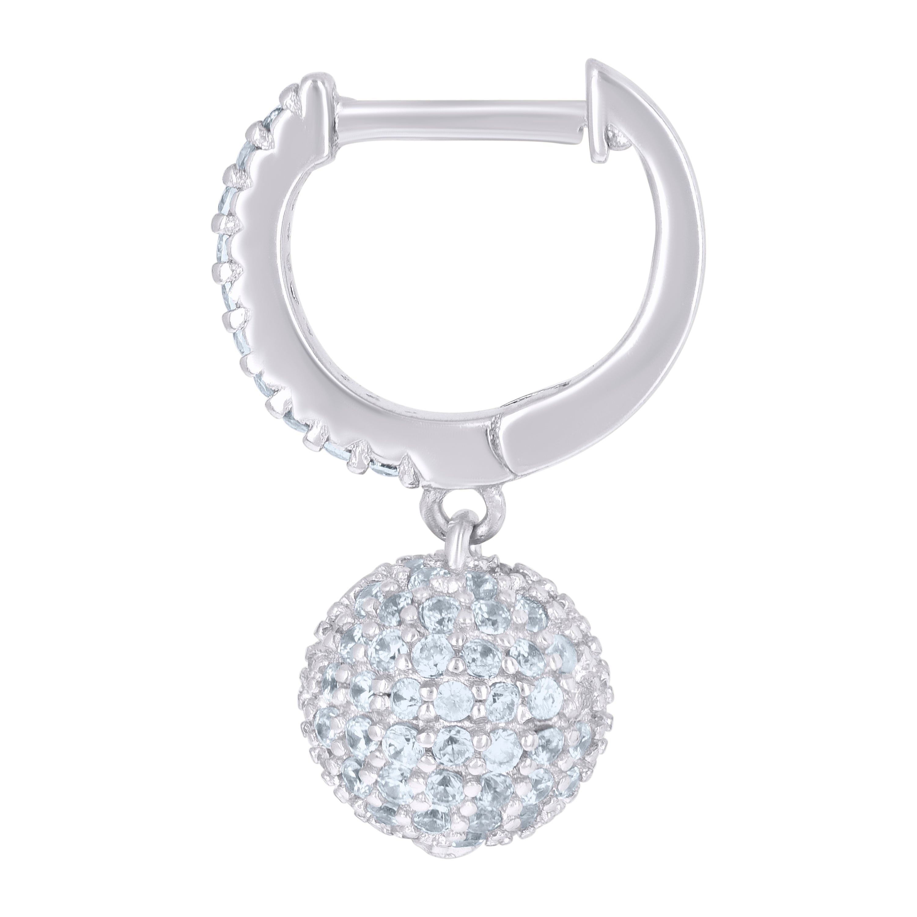 925 Sterling Silver Unisex Cubic-Zirconia Ball Endless Dangle Hoop Earrings