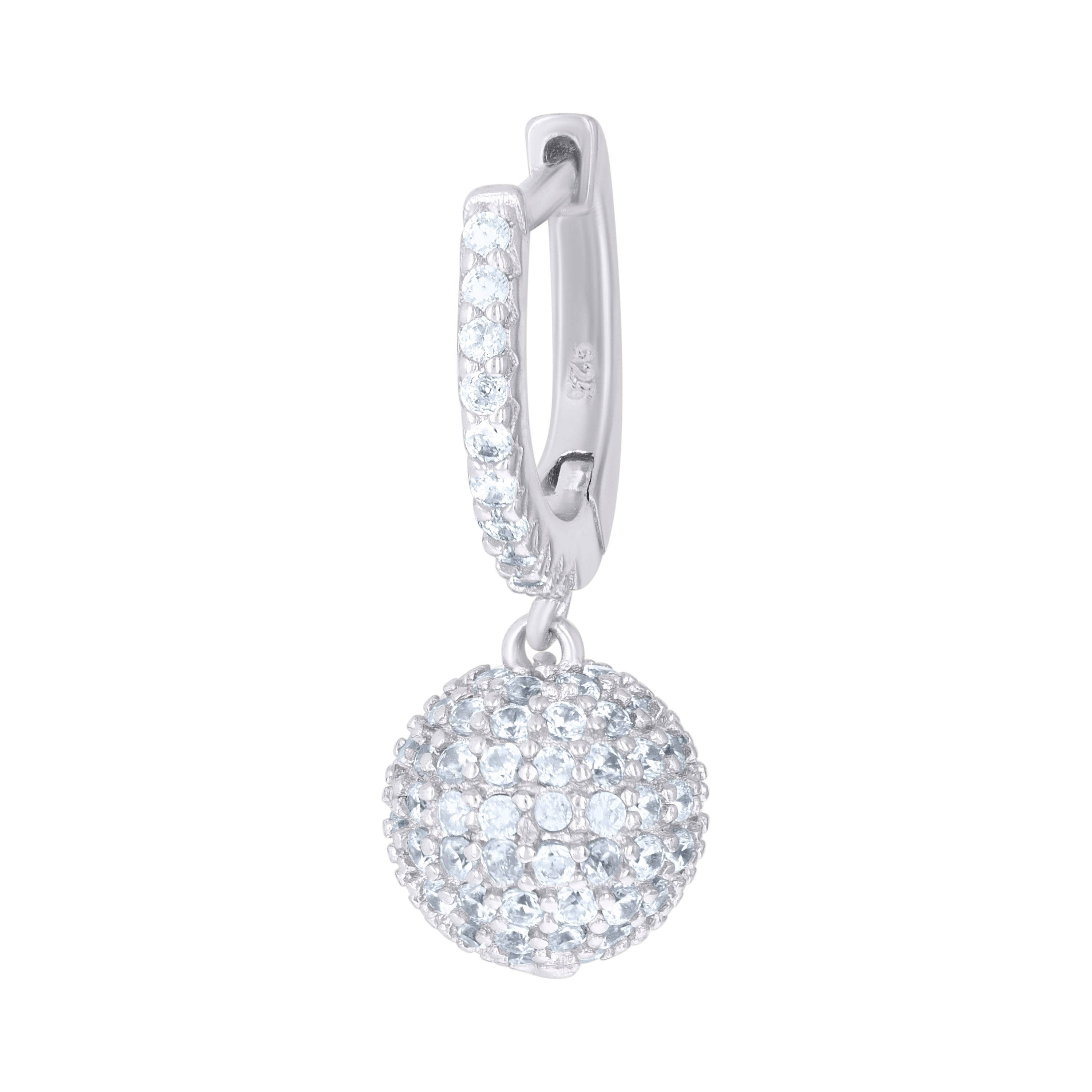 925 Sterling Silver Unisex Cubic-Zirconia Ball Endless Dangle Hoop Earrings