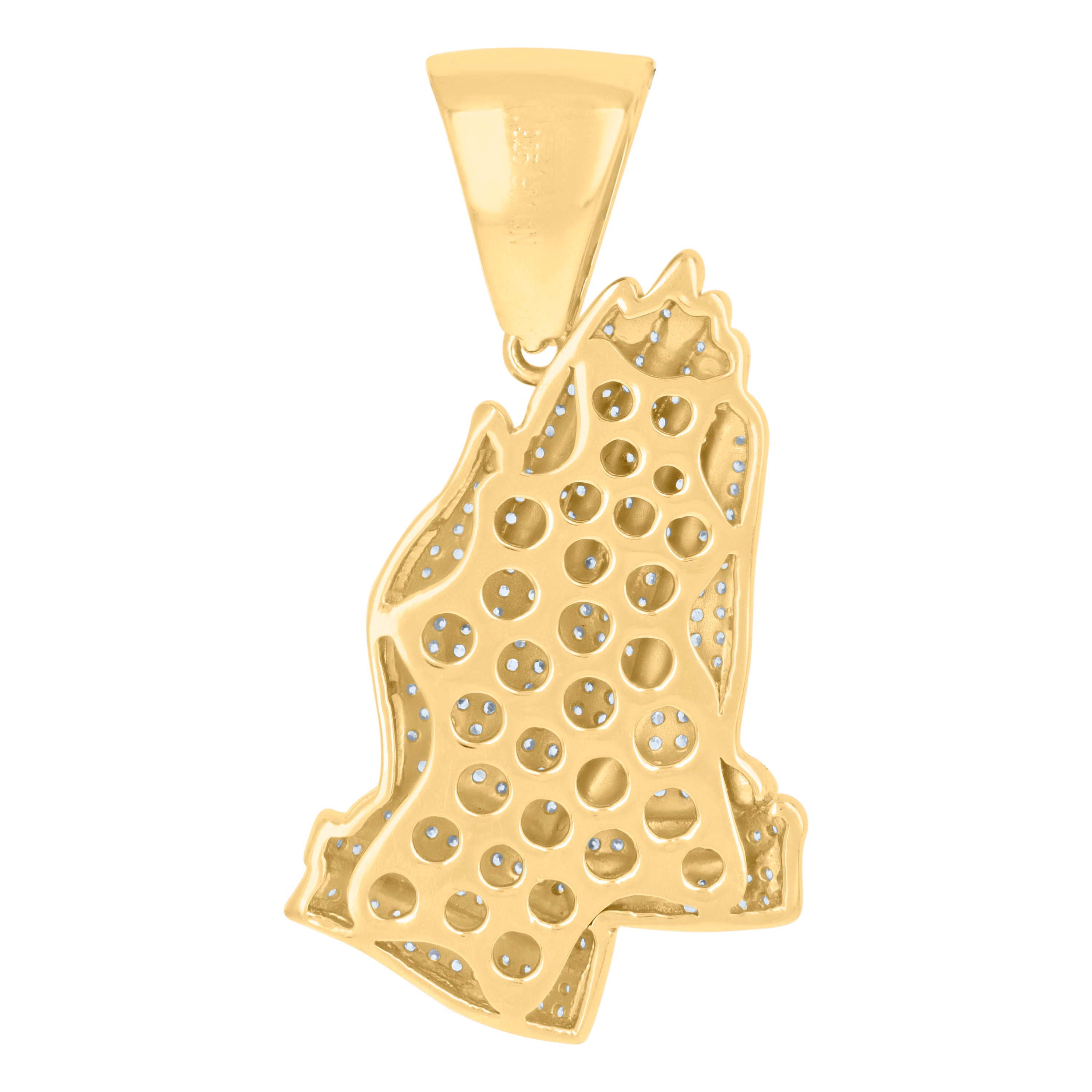 925 Sterling Silver Yellow-Tone Mens Cubic-Zirconia Praying Hands Symbol Religious Charm Pendant