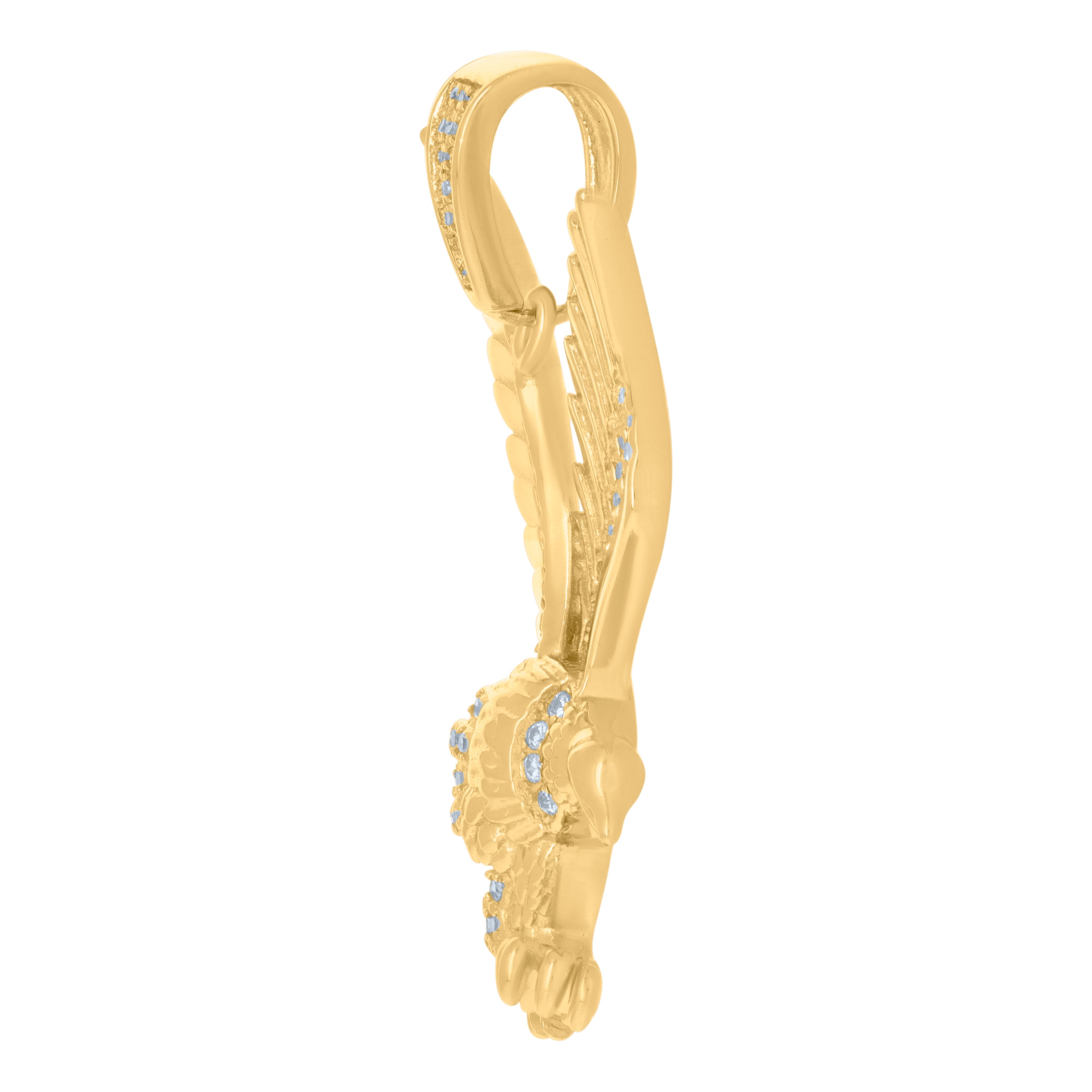 925 Sterling Silver Yellow-Tone Mens Cubic-Zirconia Eagle Birds Wildlife Charm Pendant