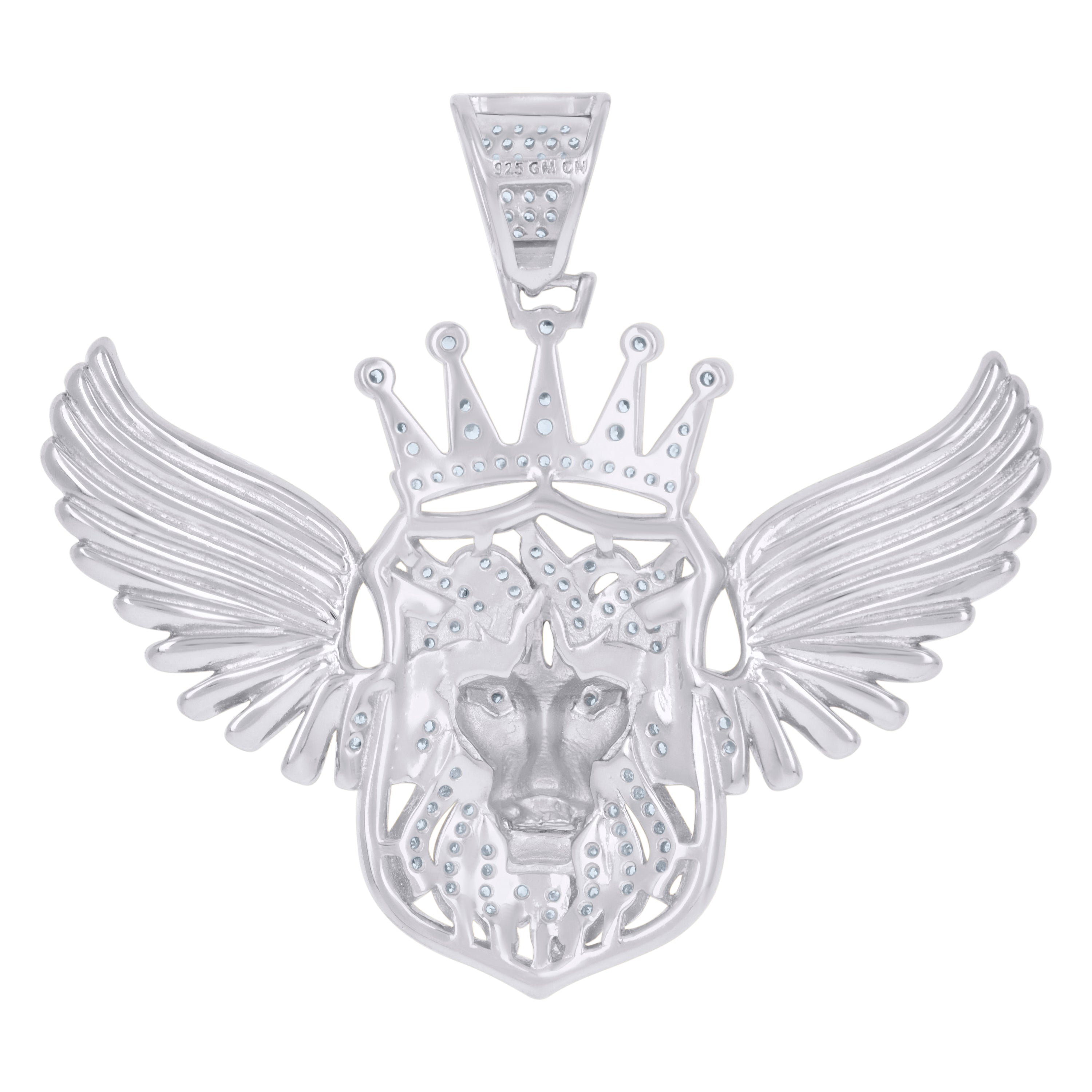 925 Sterling Silver Mens Cubic-Zirconia Leo/Lion Animal Zodiac Sign/Wildlife Charm Pendant