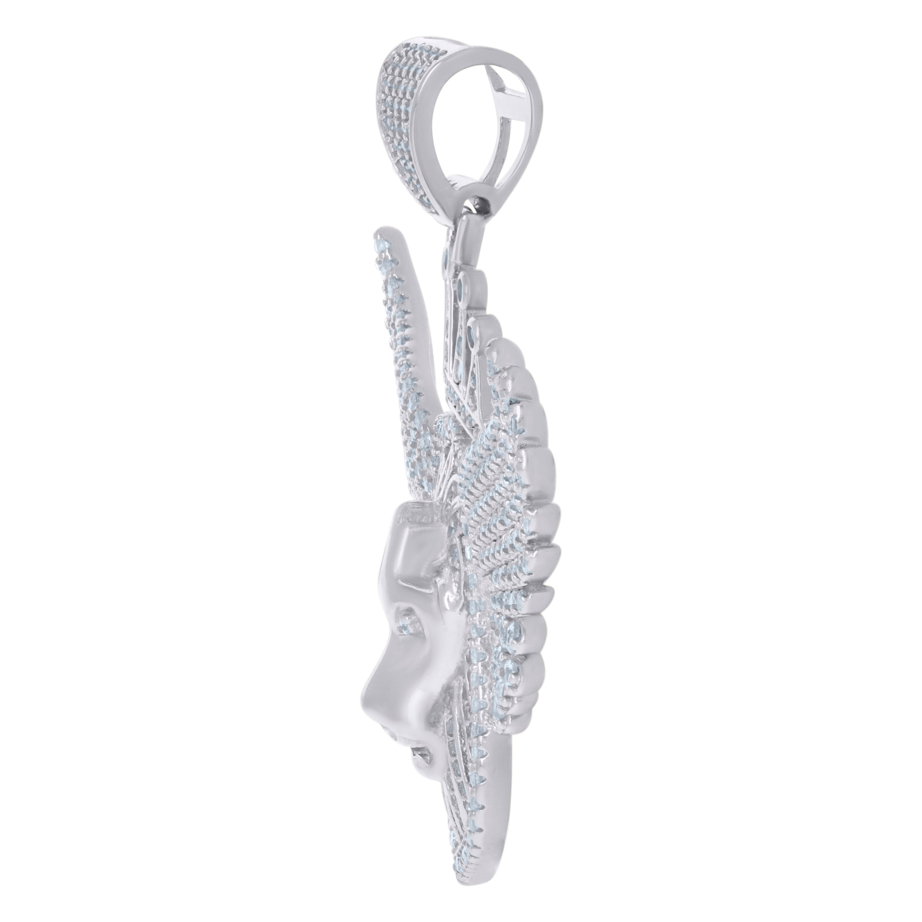 925 Sterling Silver Mens Cubic-Zirconia Leo/Lion Animal Zodiac Sign/Wildlife Charm Pendant