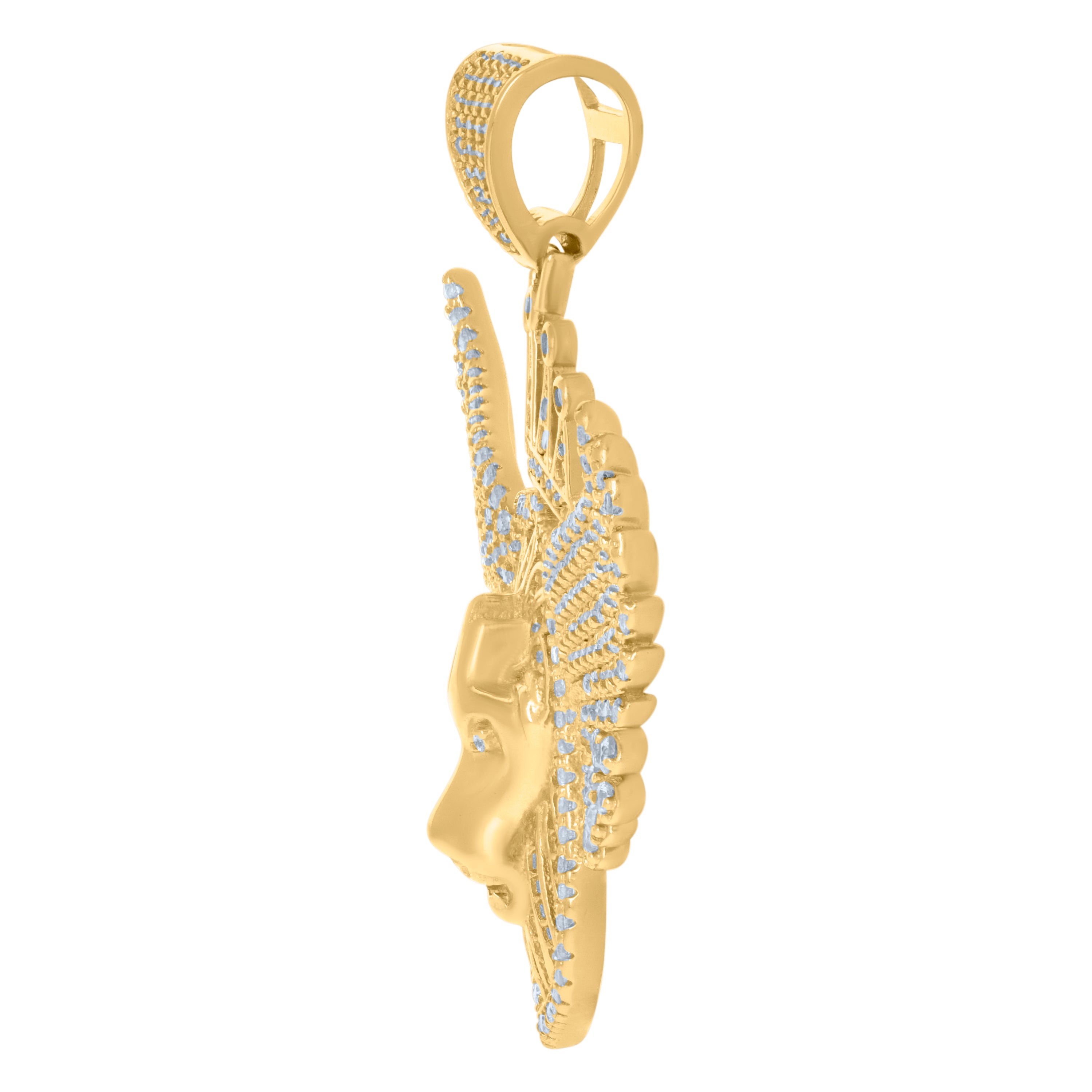 925 Sterling Silver Yellow-Tone Mens Cubic-Zirconia Leo/Lion Animal Zodiac Sign/Wildlife Charm Pendant