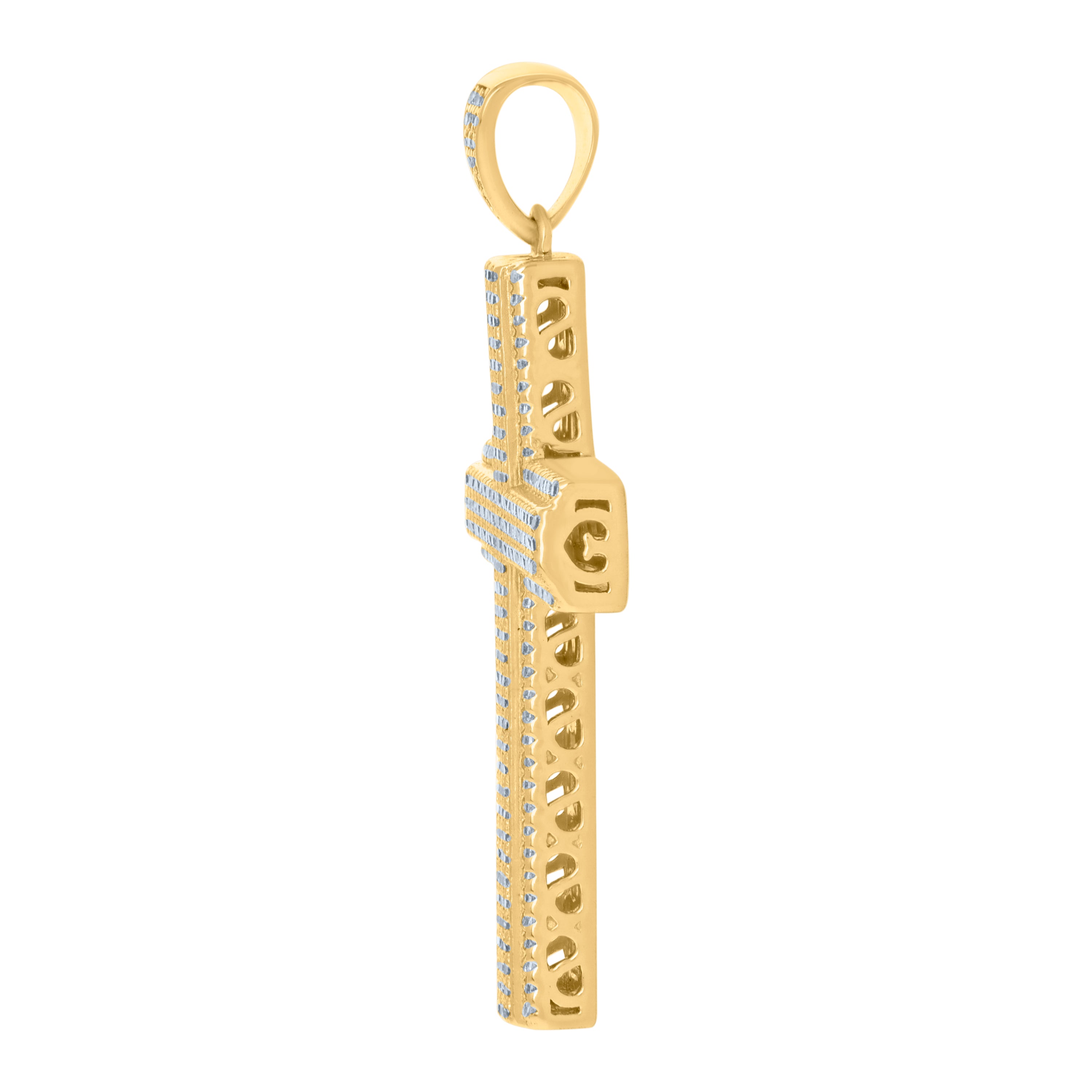 925 Sterling Silver Yellow-Tone Mens Cubic-Zirconia Cross Religious Charm Pendant