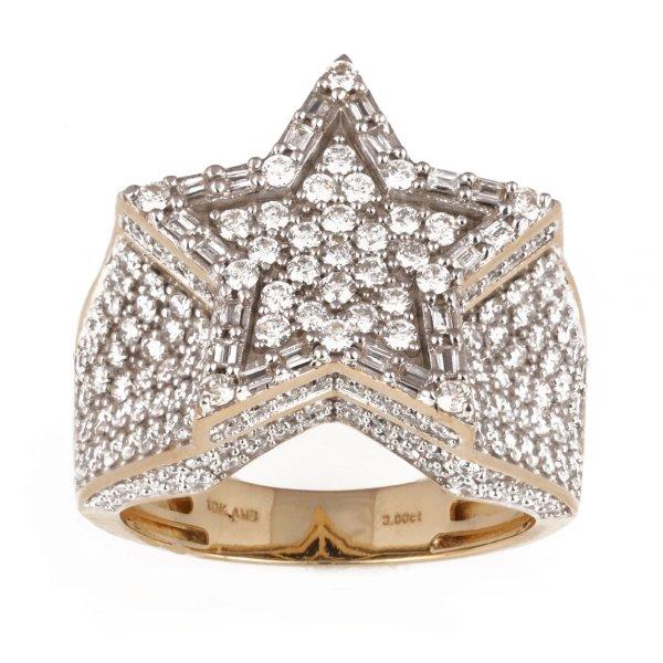 10K Yellow 3.00Ct D-Mens Rings Star