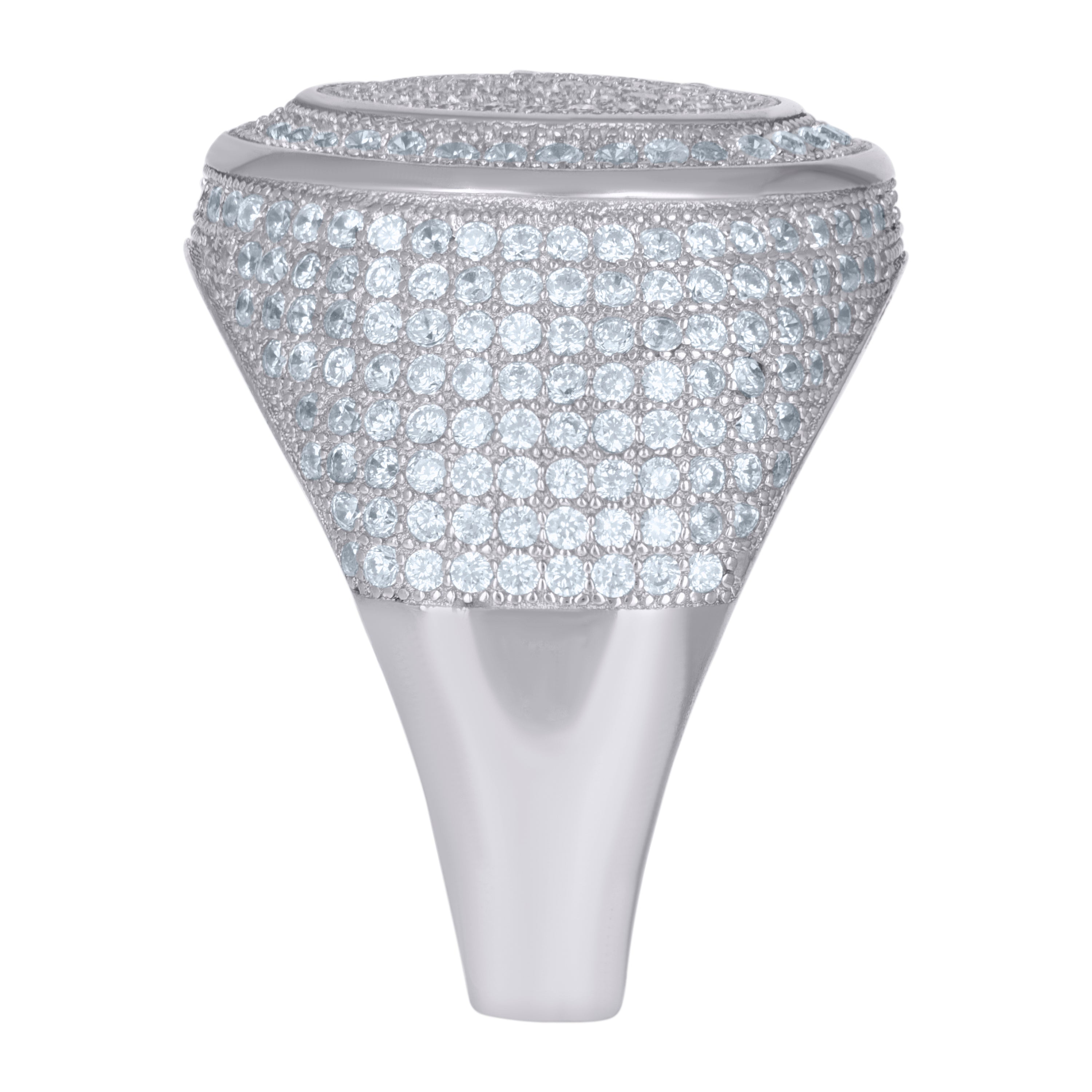 925 Sterling Silver Mens Cubic-Zirconia Cluster Fashion Ring