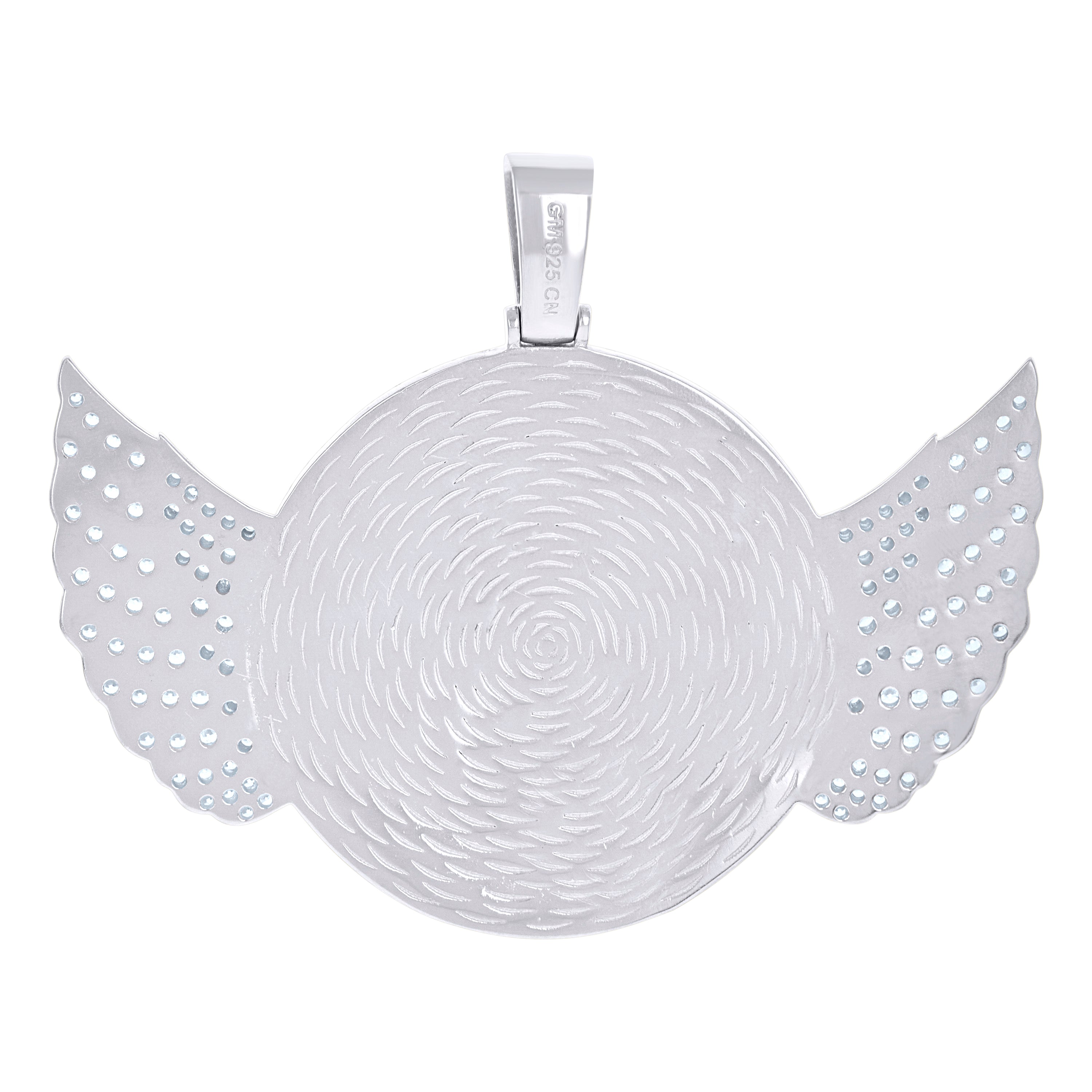925 Sterling Silver Mens Cubic-Zirconia Flying Picture Frame Charm Pendant