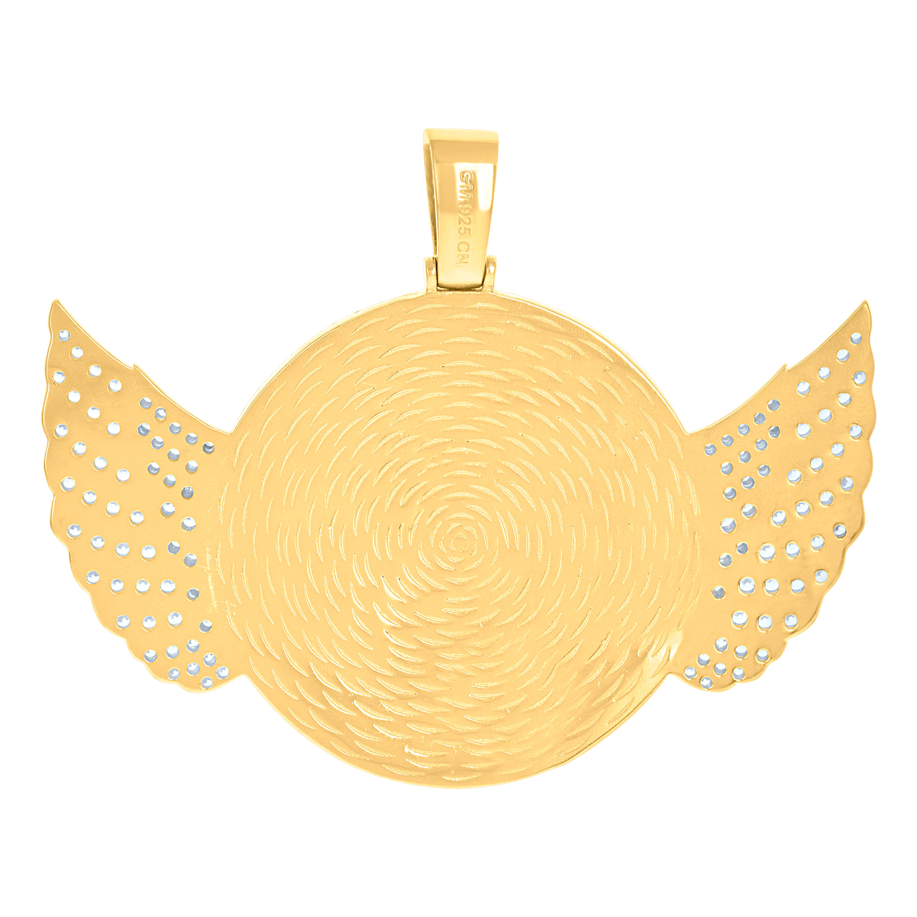 925 Sterling Silver Yellow-Tone Mens Cubic-Zirconia Flying Picture Frame Charm Pendant