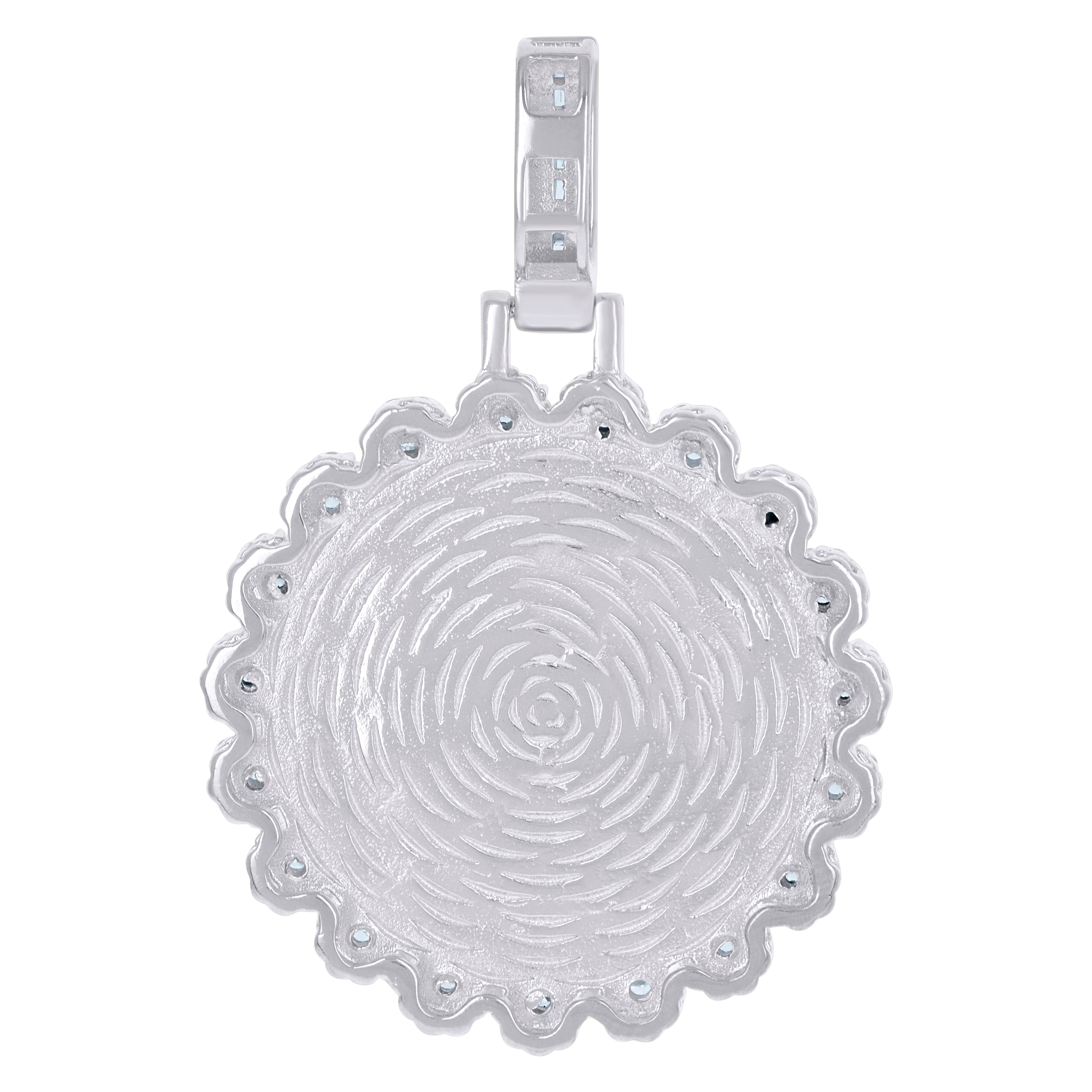 925 Sterling Silver Mens Cubic-Zirconia Picture Frame Charm Pendant