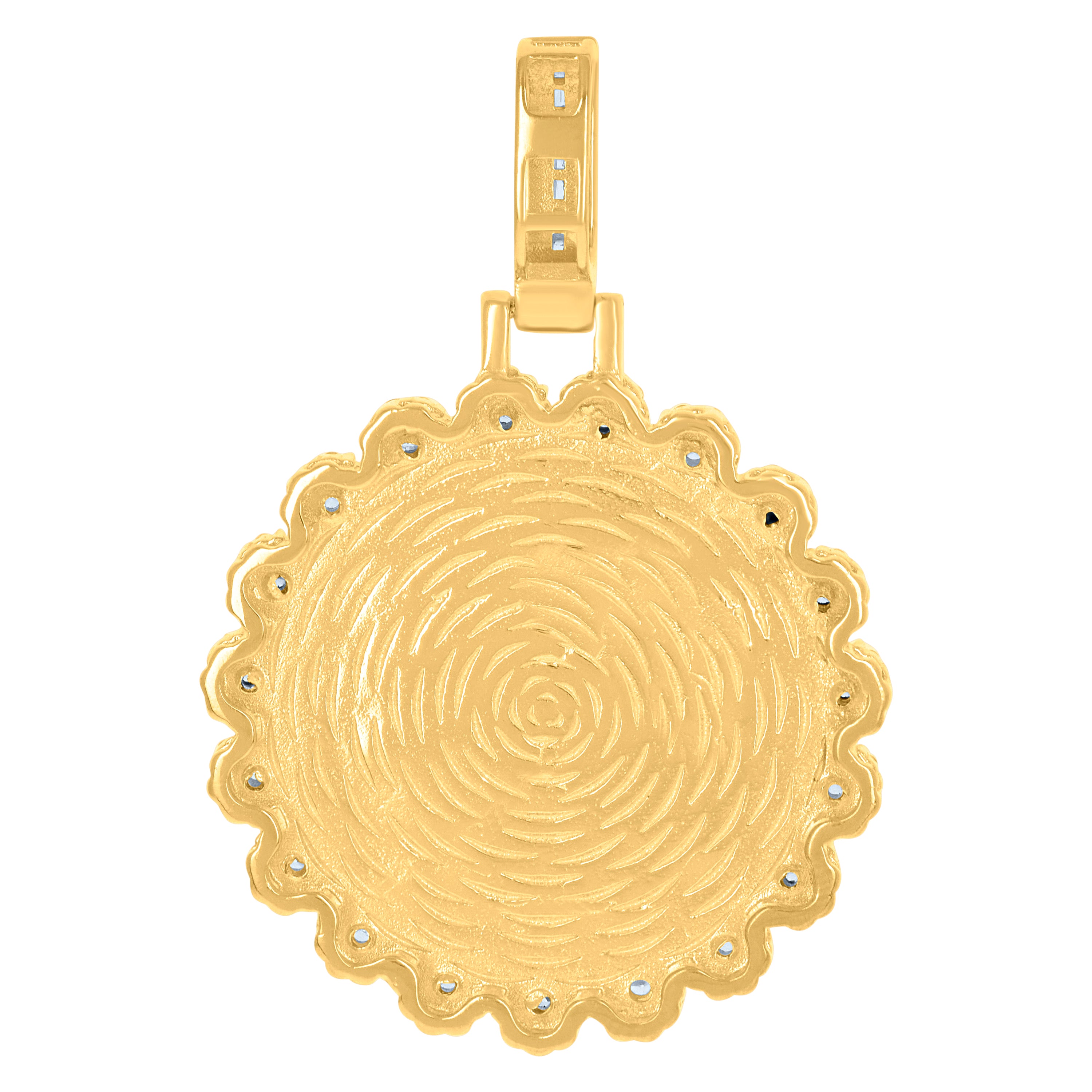 925 Sterling Silver Yellow-Tone Mens Cubic-Zirconia Picture Frame Charm Pendant