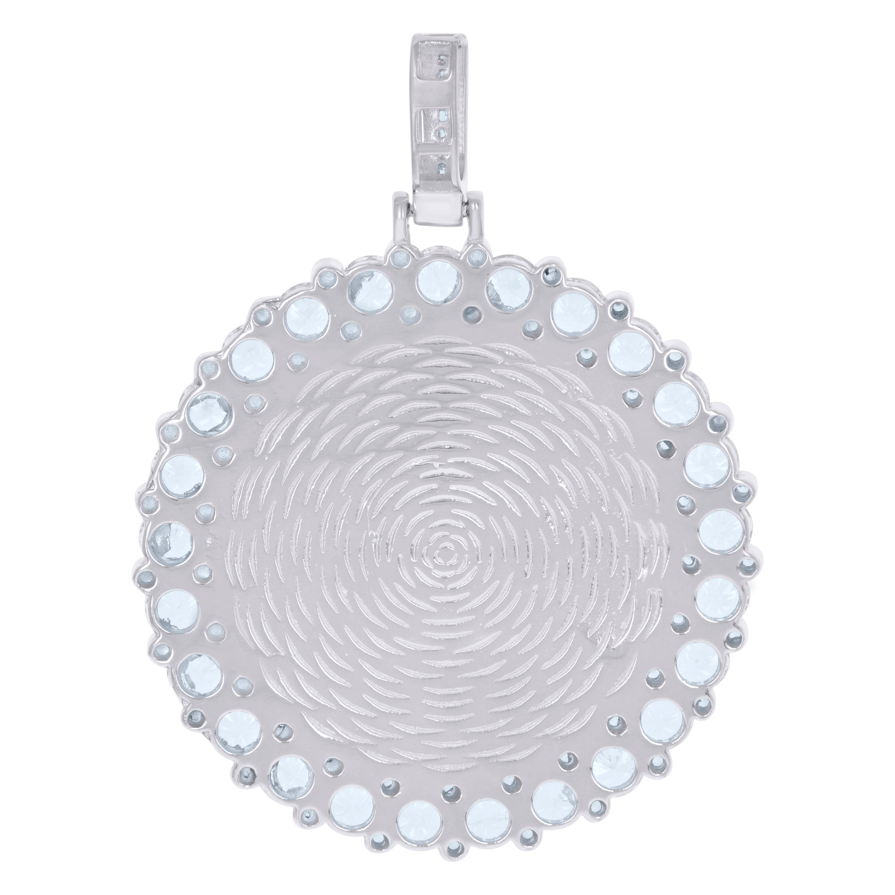 925 Sterling Silver Mens Cubic-Zirconia Picture Frame Charm Pendant