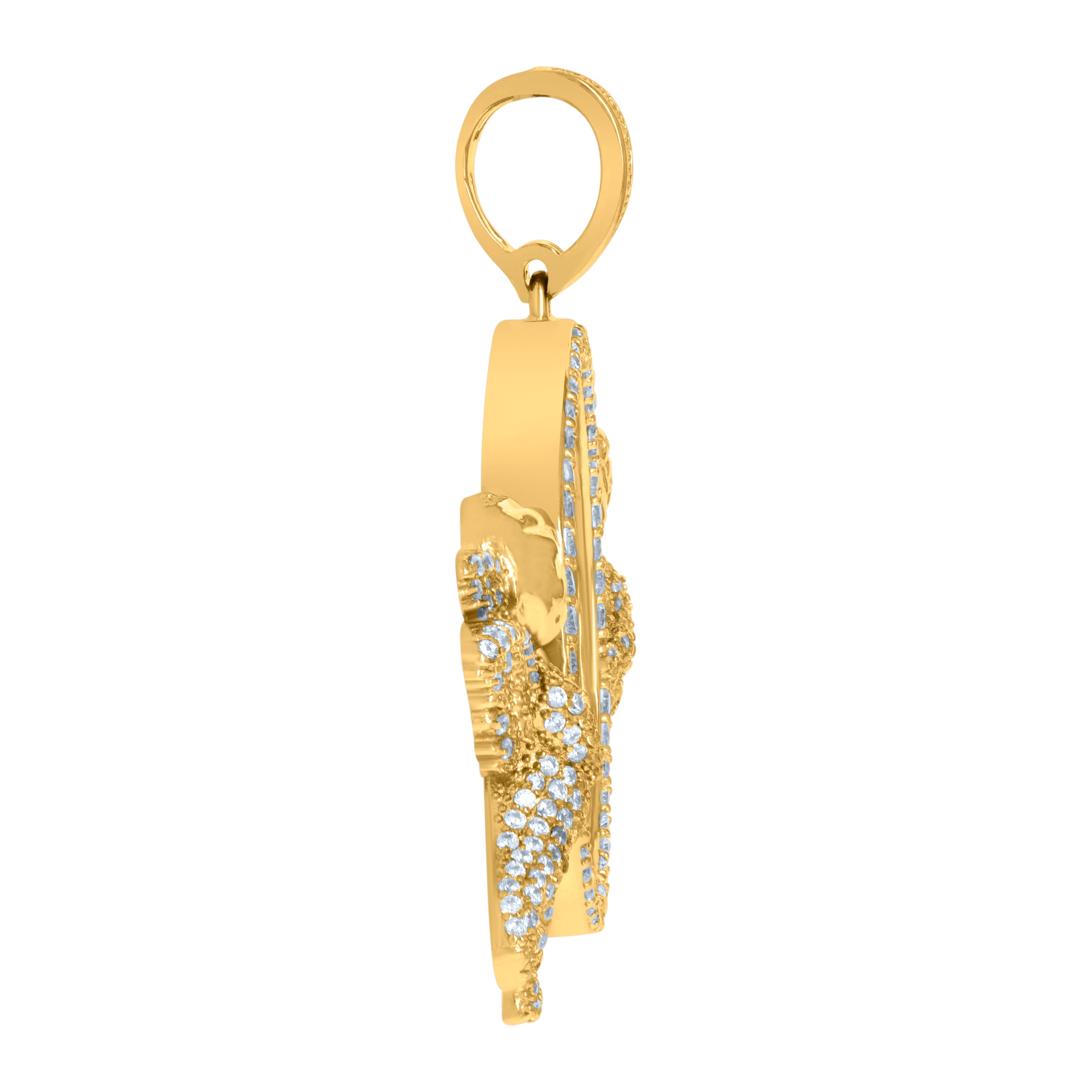 925 Sterling Silver Yellow-Tone Mens Cubic-Zirconia Angels Picture Frame Charm Pendant