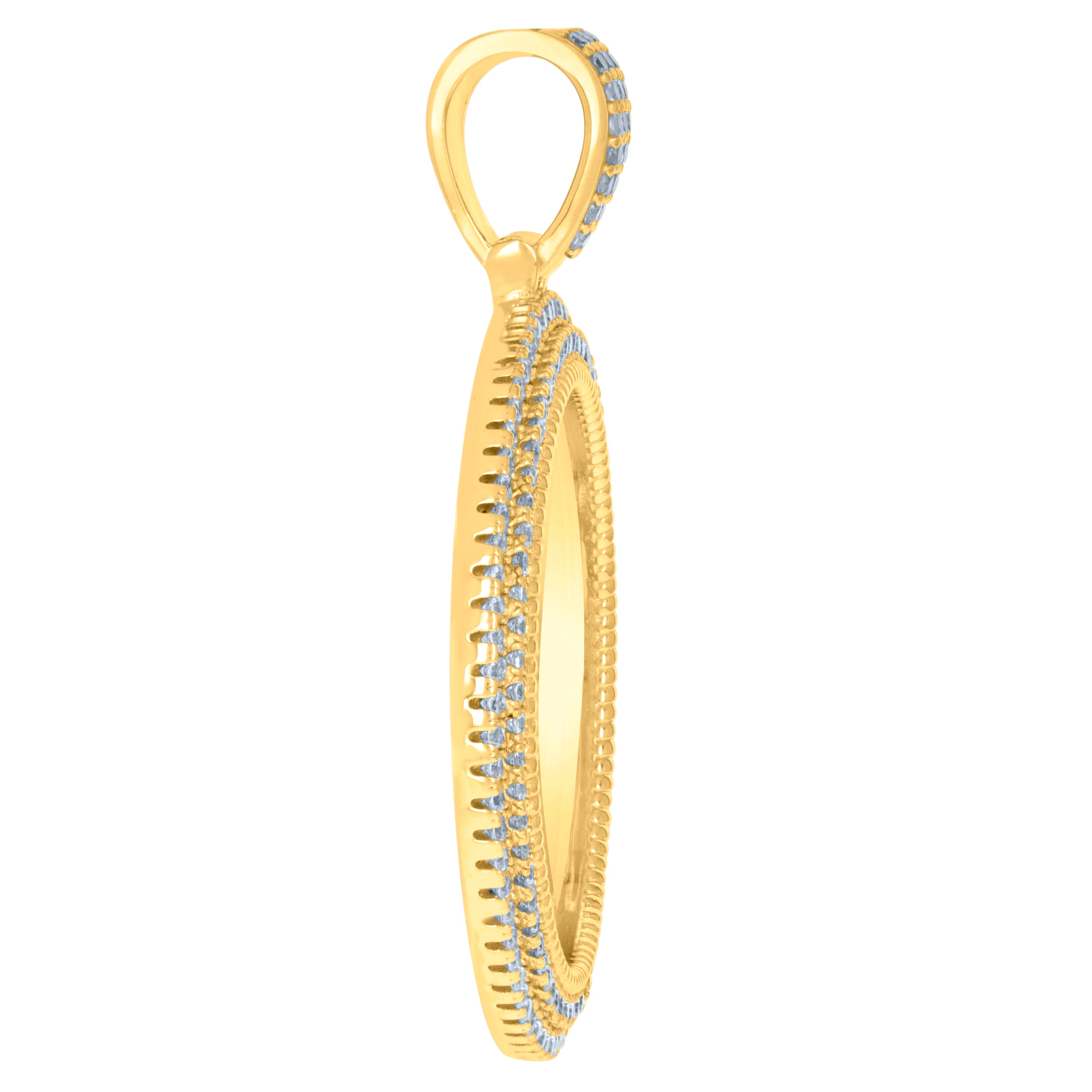 925 Sterling Silver Yellow-Tone Mens Cubic-Zirconia Picture Frame Charm Pendant