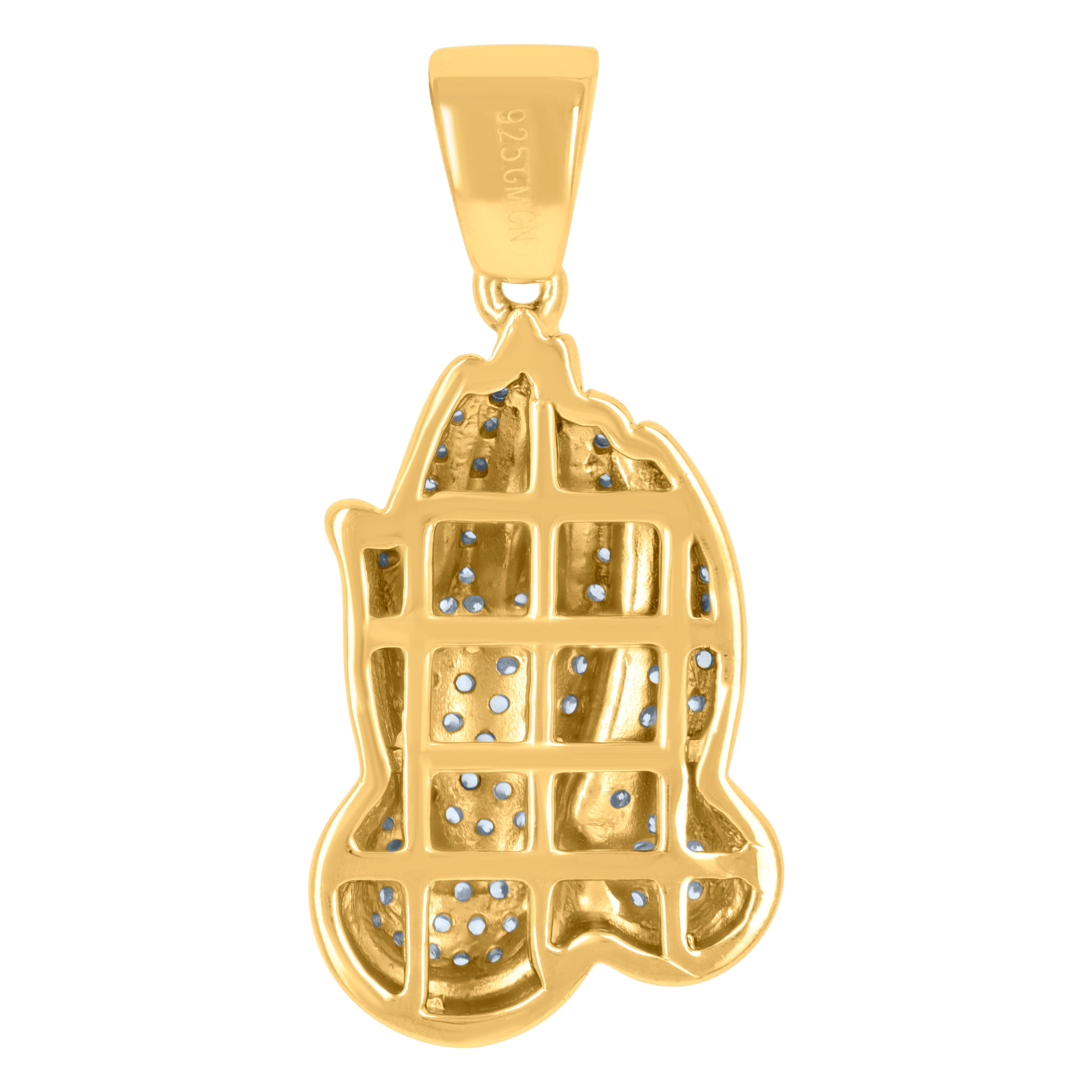 925 Sterling Silver Yellow-Tone Mens Cubic-Zirconia Praying Hands Symbol Religious Charm Pendant