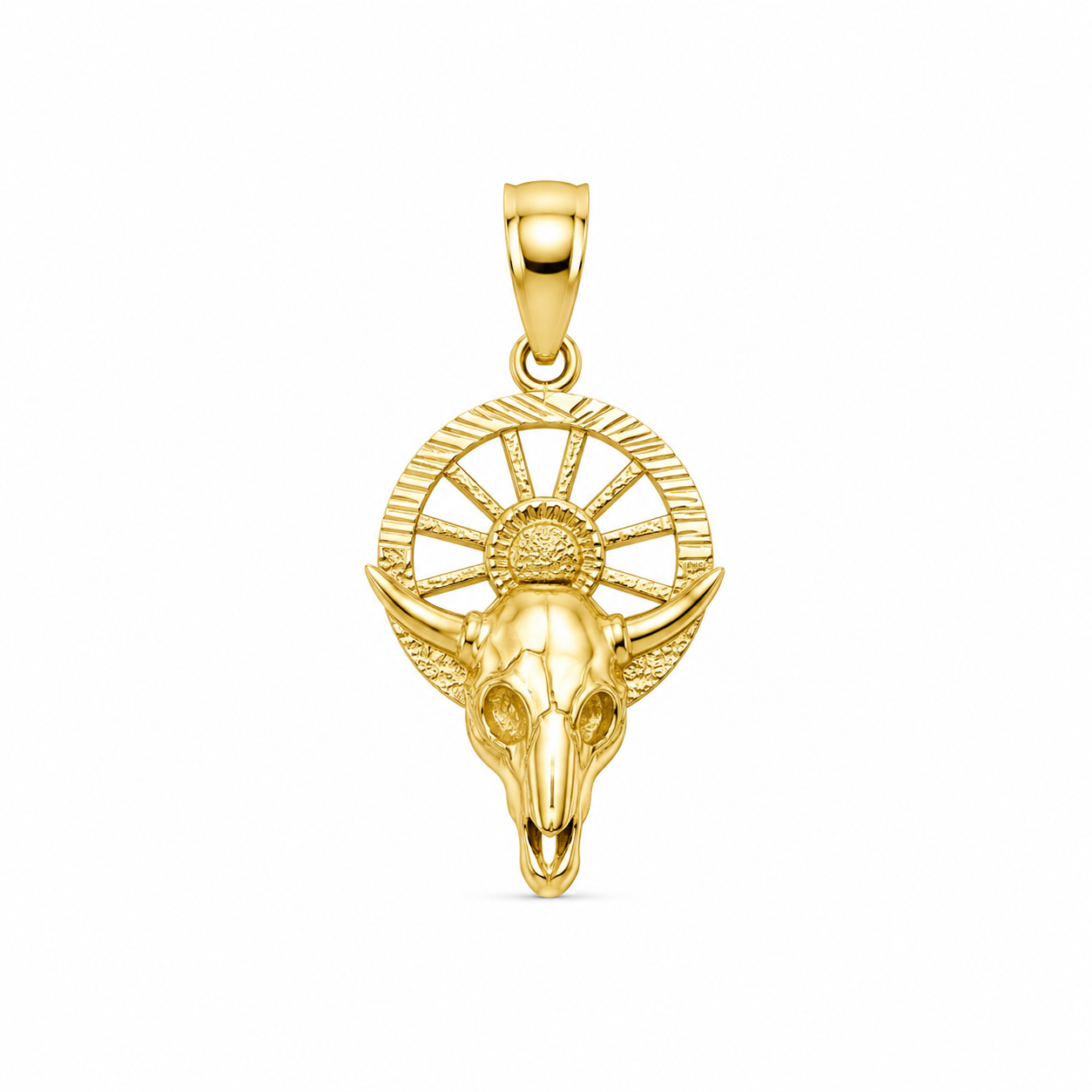 10KT Yellow Gold Steer Skull Pendant [A2B4]