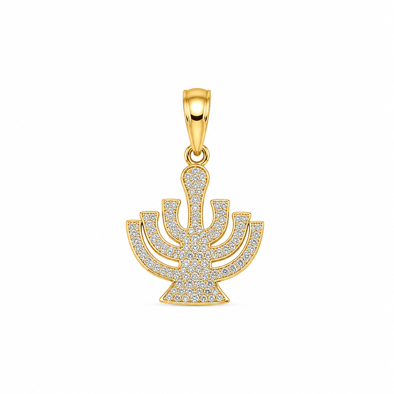 10KT Yellow Gold Hannukah Menorah Pendant [A2P4]