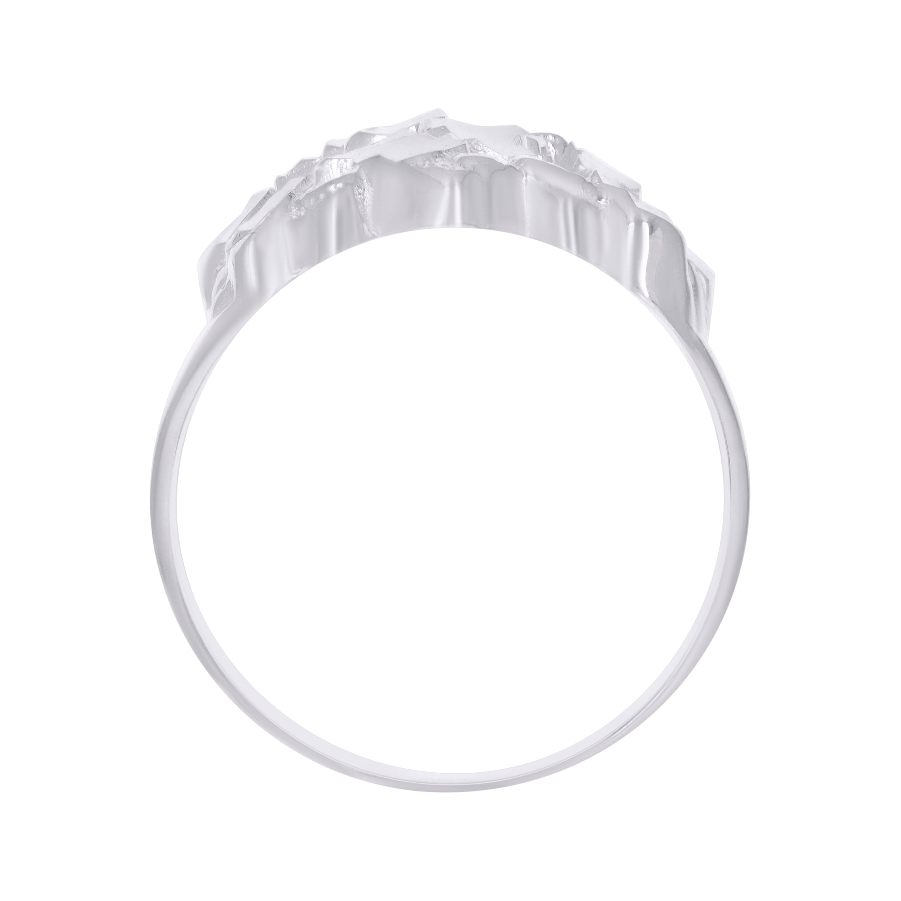925 Sterling Silver Mens Diamond-Cut Nugget Fashion Ring