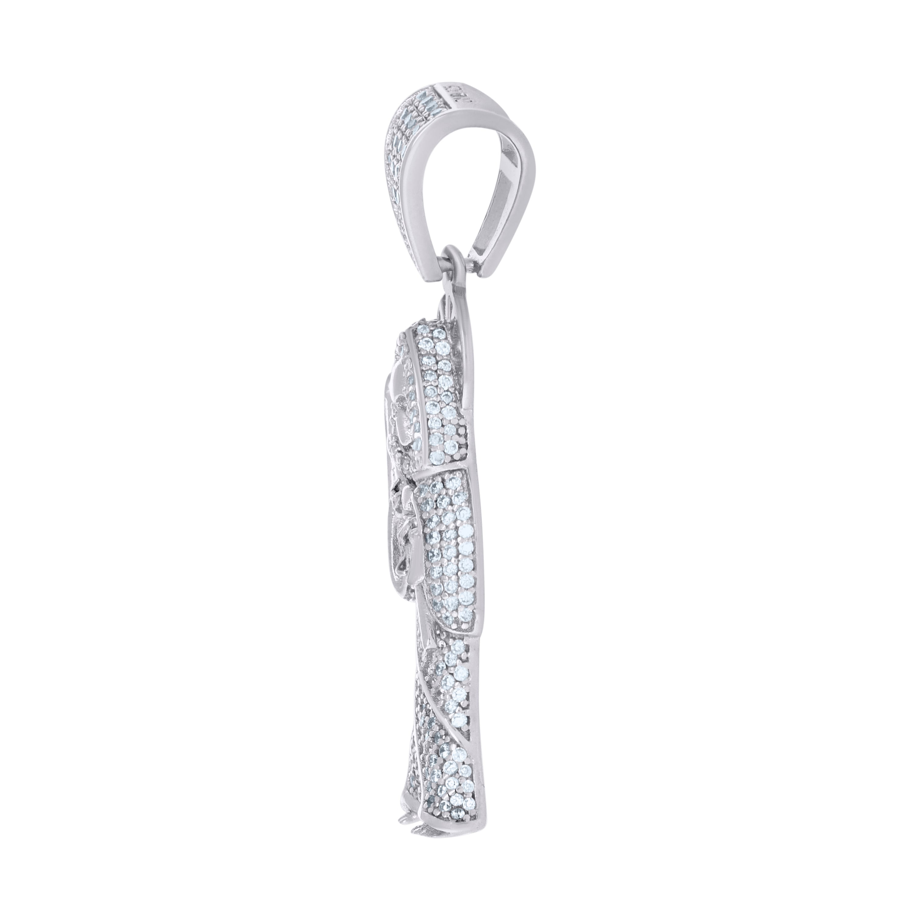 925 Sterling Silver Mens Cubic-Zirconia Grim Reaper Death Angel Religious Charm Pendant