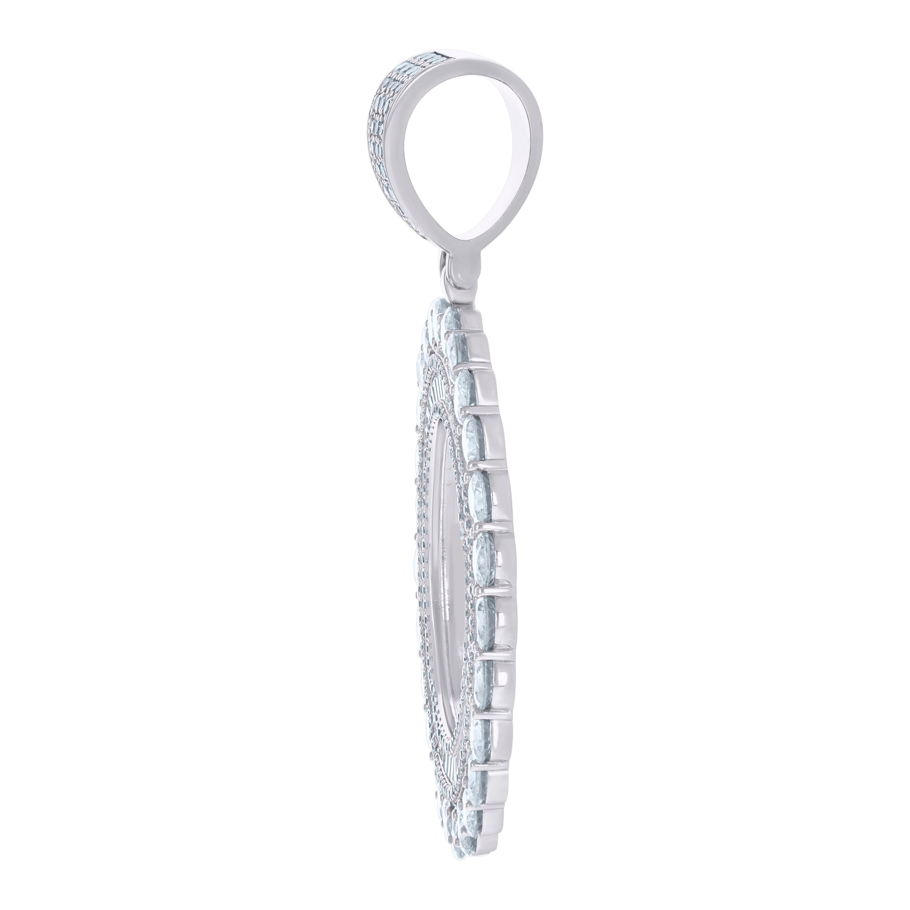925 Sterling Silver Unisex Cubic-Zirconia Picture Frame Pendant