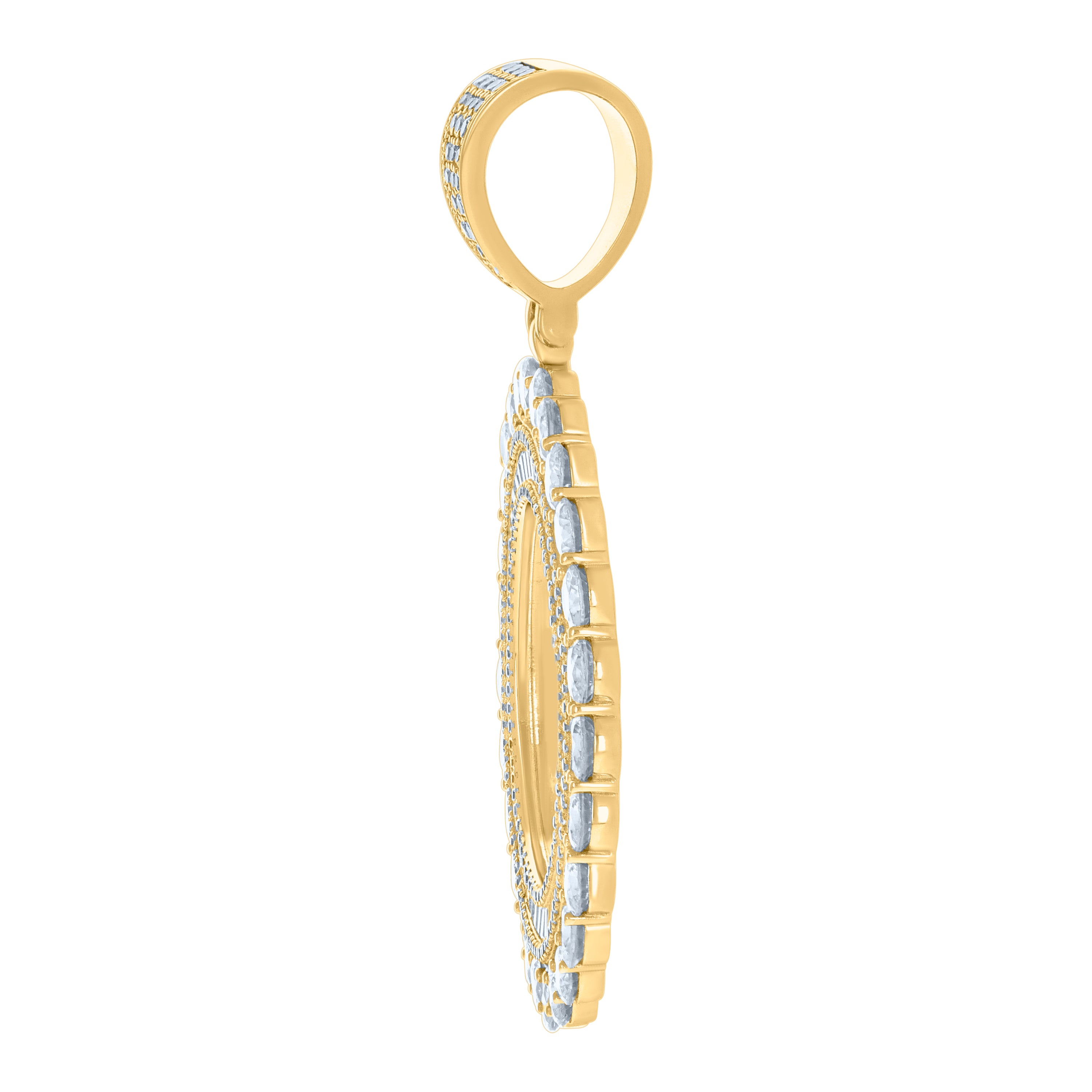 925 Sterling Silver Yellow-Tone Unisex Cubic-Zirconia Picture Frame Pendant
