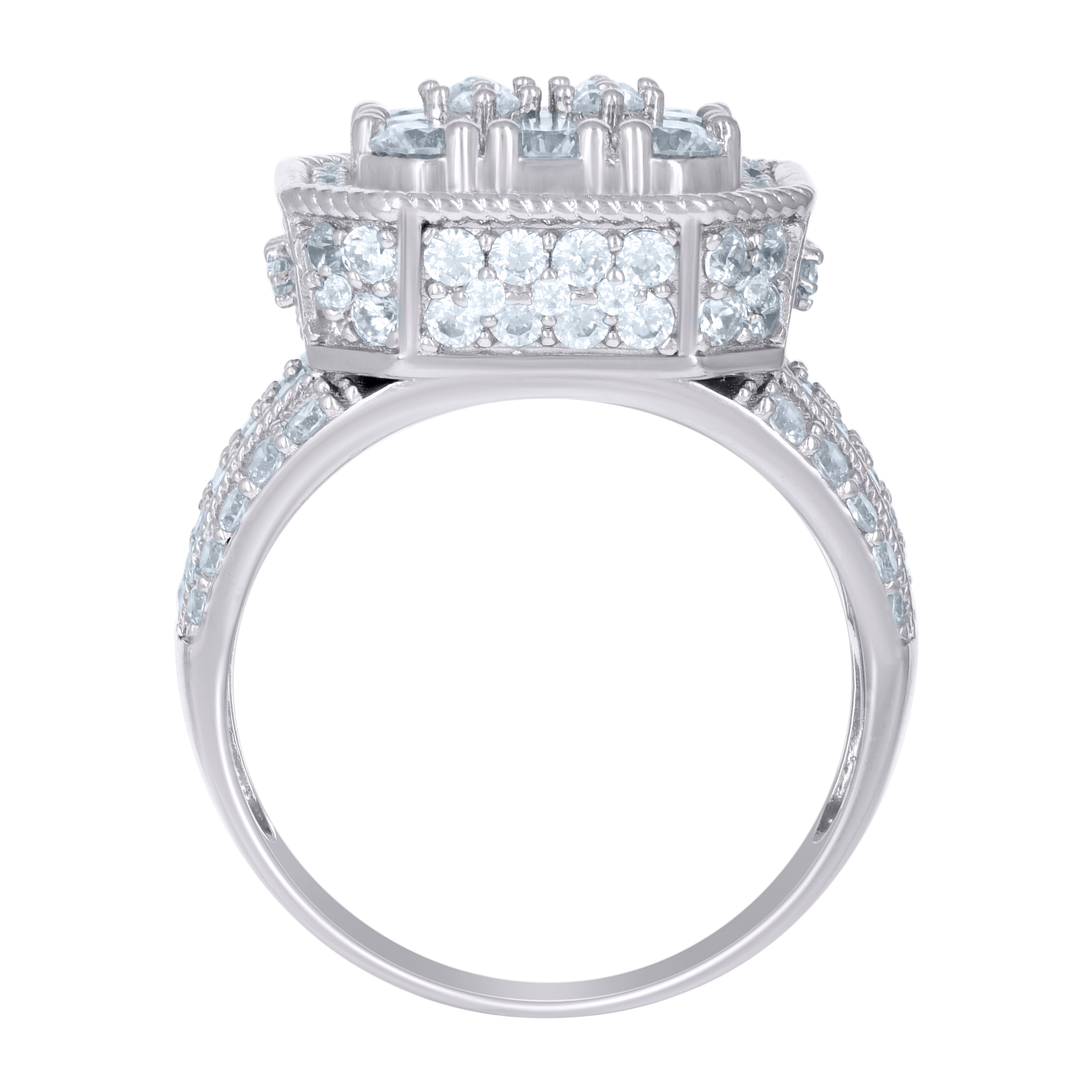 925 Sterling Silver Mens Cubic-Zirconia Rope Border Fashion Ring
