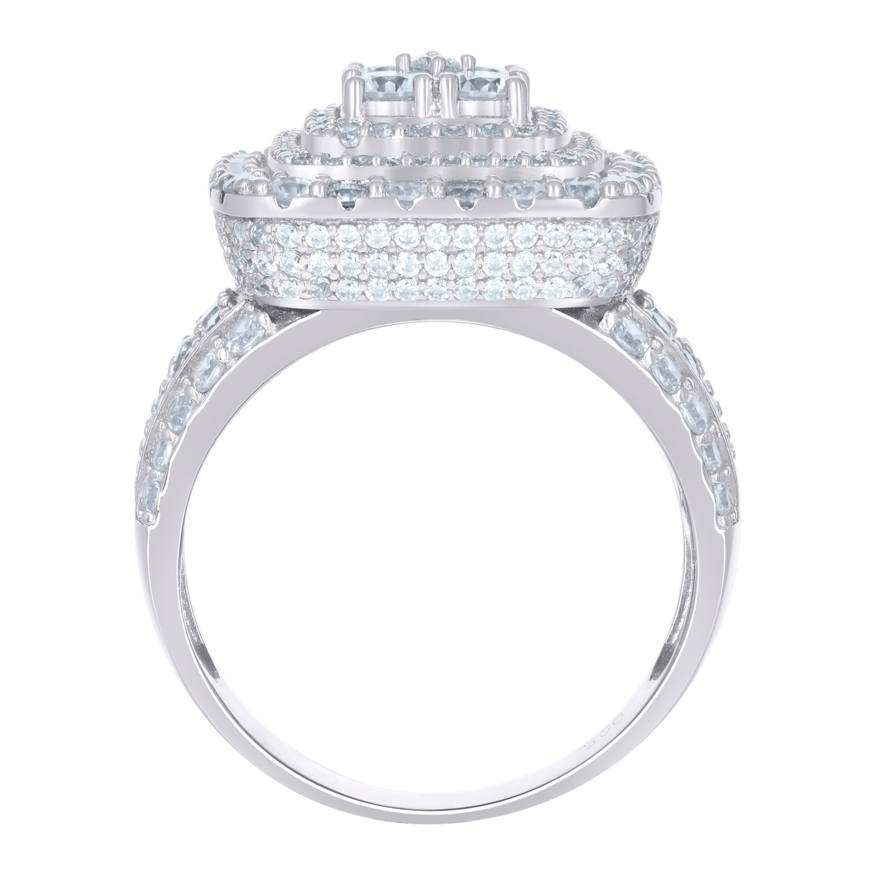 925 Sterling Silver Mens Cubic-Zirconia Square Fashion Ring