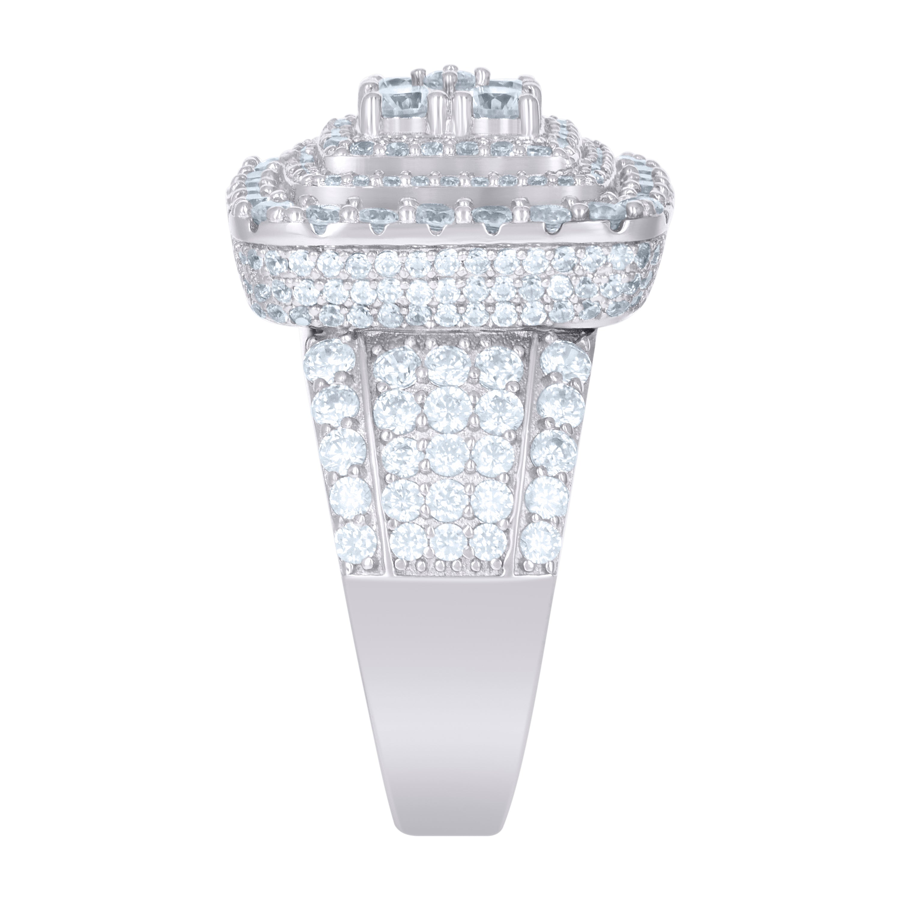 925 Sterling Silver Mens Cubic-Zirconia Square Fashion Ring
