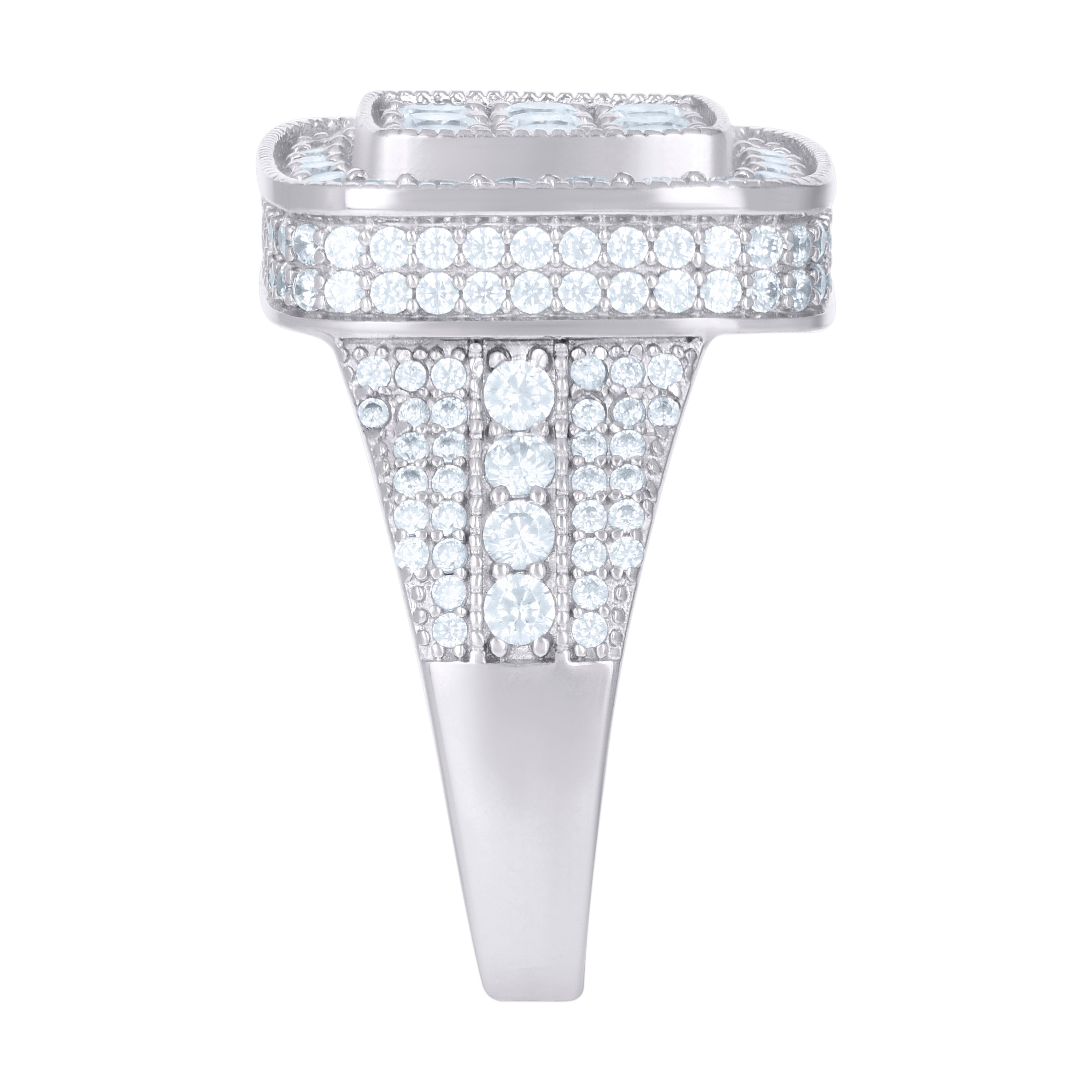 925 Sterling Silver Mens Cubic-Zirconia Square Fashion Ring