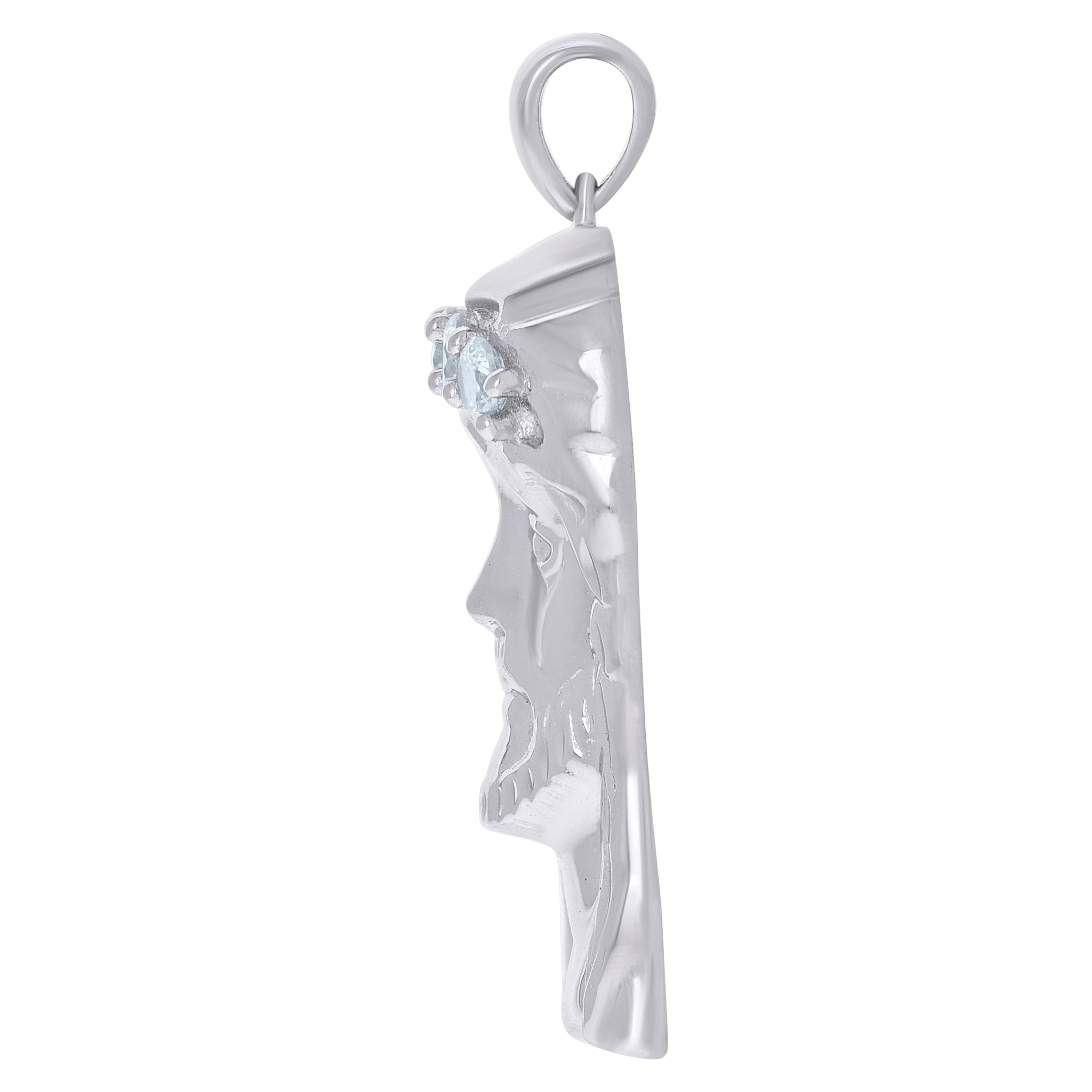 925 Sterling Silver Mens Cubic Zirconia Jesus Religious Charm Pendant