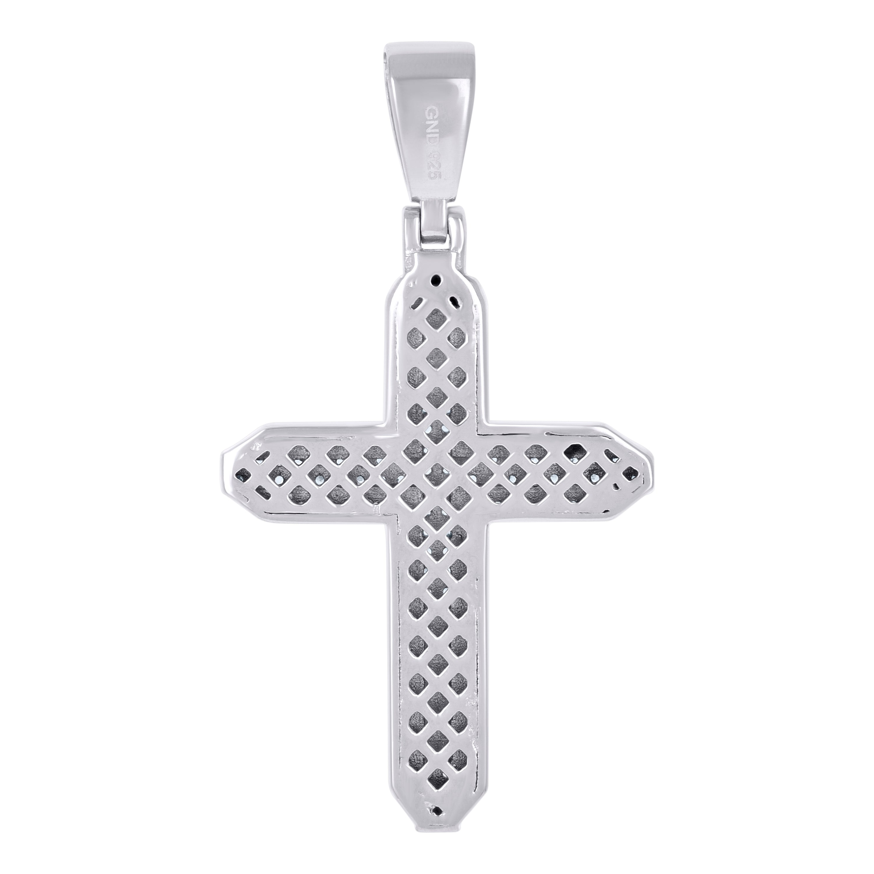 925 Sterling Silver Mens Cubic Zirconia Cross Religious Charm Pendant