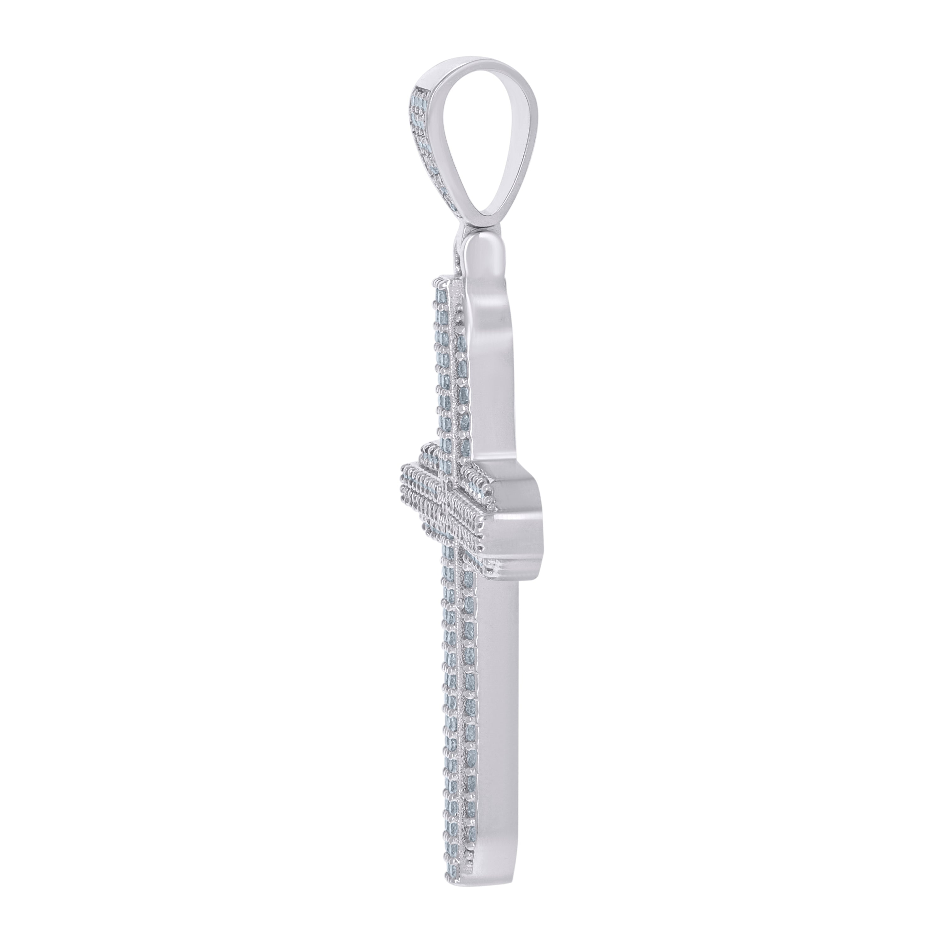 925 Sterling Silver Mens Cubic Zirconia Cross Religious Charm Pendant