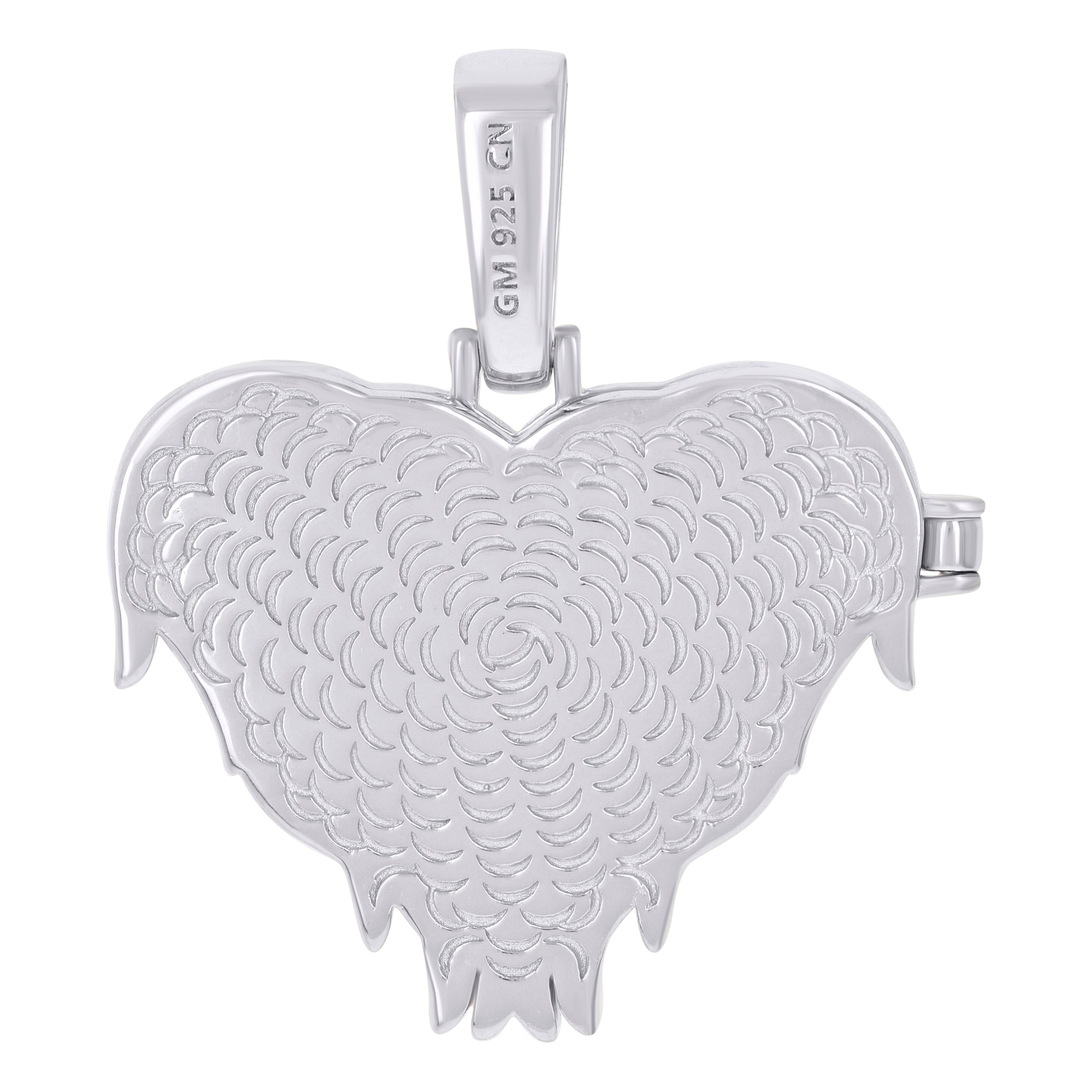 925 Sterling Silver Mens Cubic-Zirconia Heart Picture Frame Charm Pendant