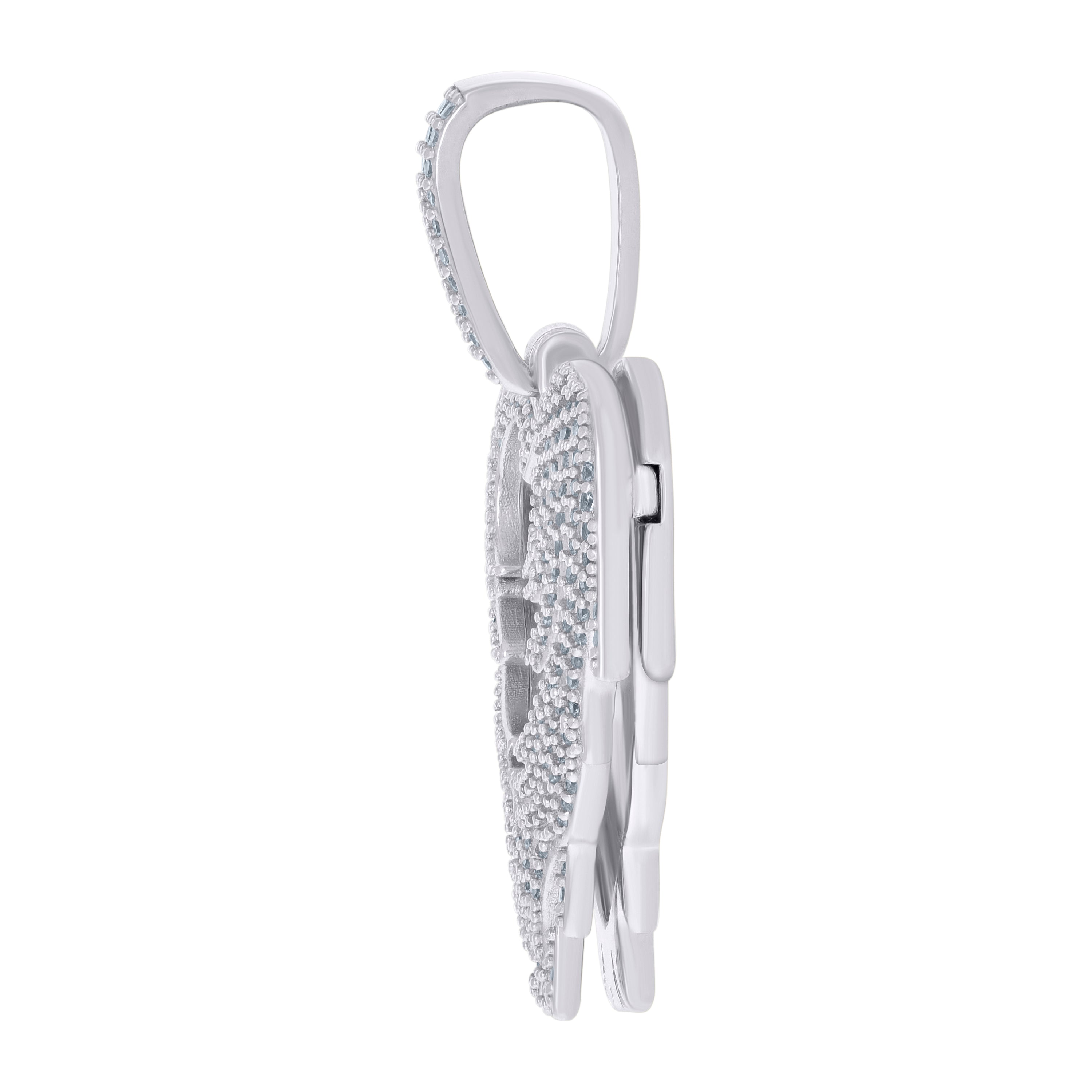 925 Sterling Silver Mens Cubic-Zirconia Heart Picture Frame Charm Pendant