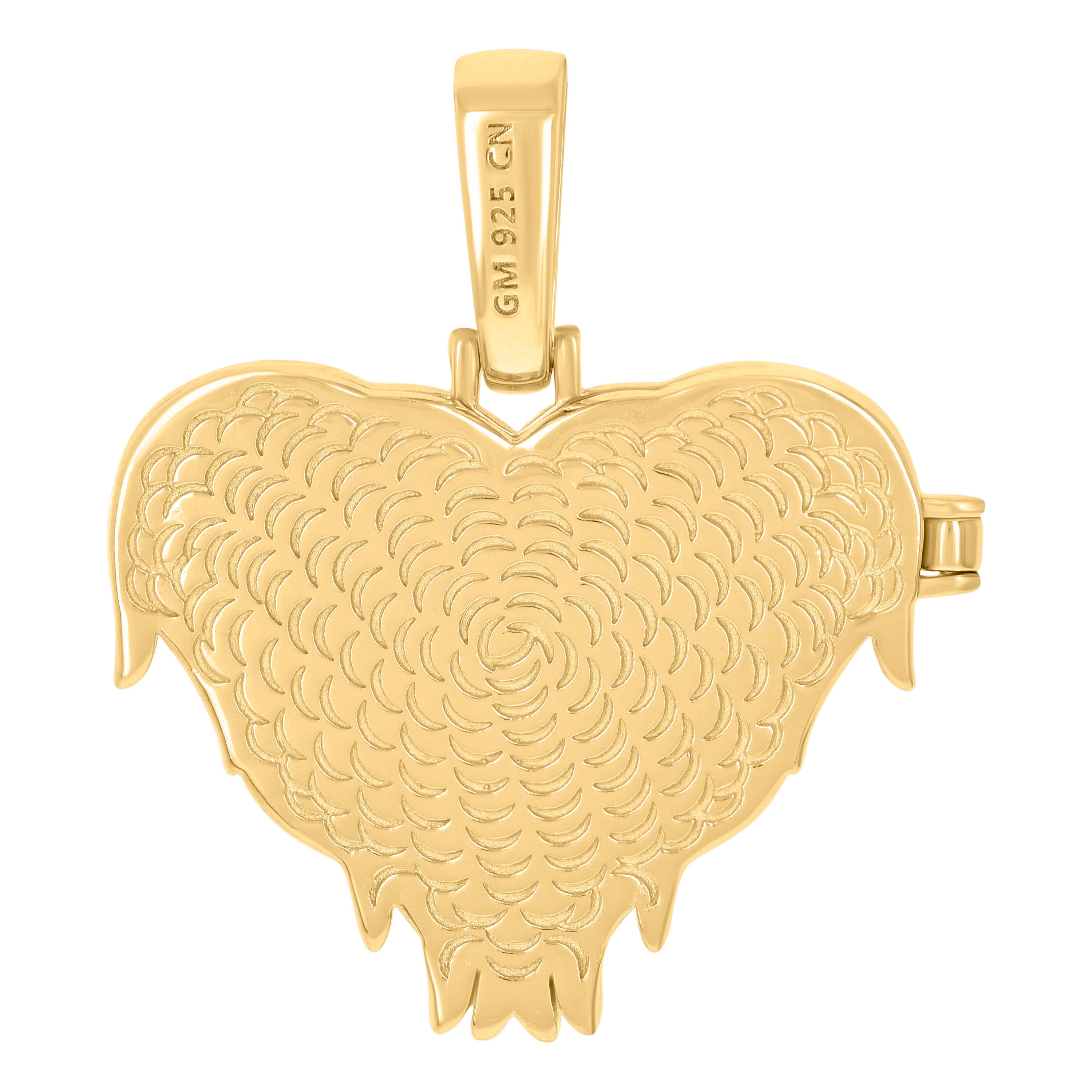925 Sterling Silver Yellow-Tone Mens Cubic-Zirconia Heart Picture Frame Charm Pendant