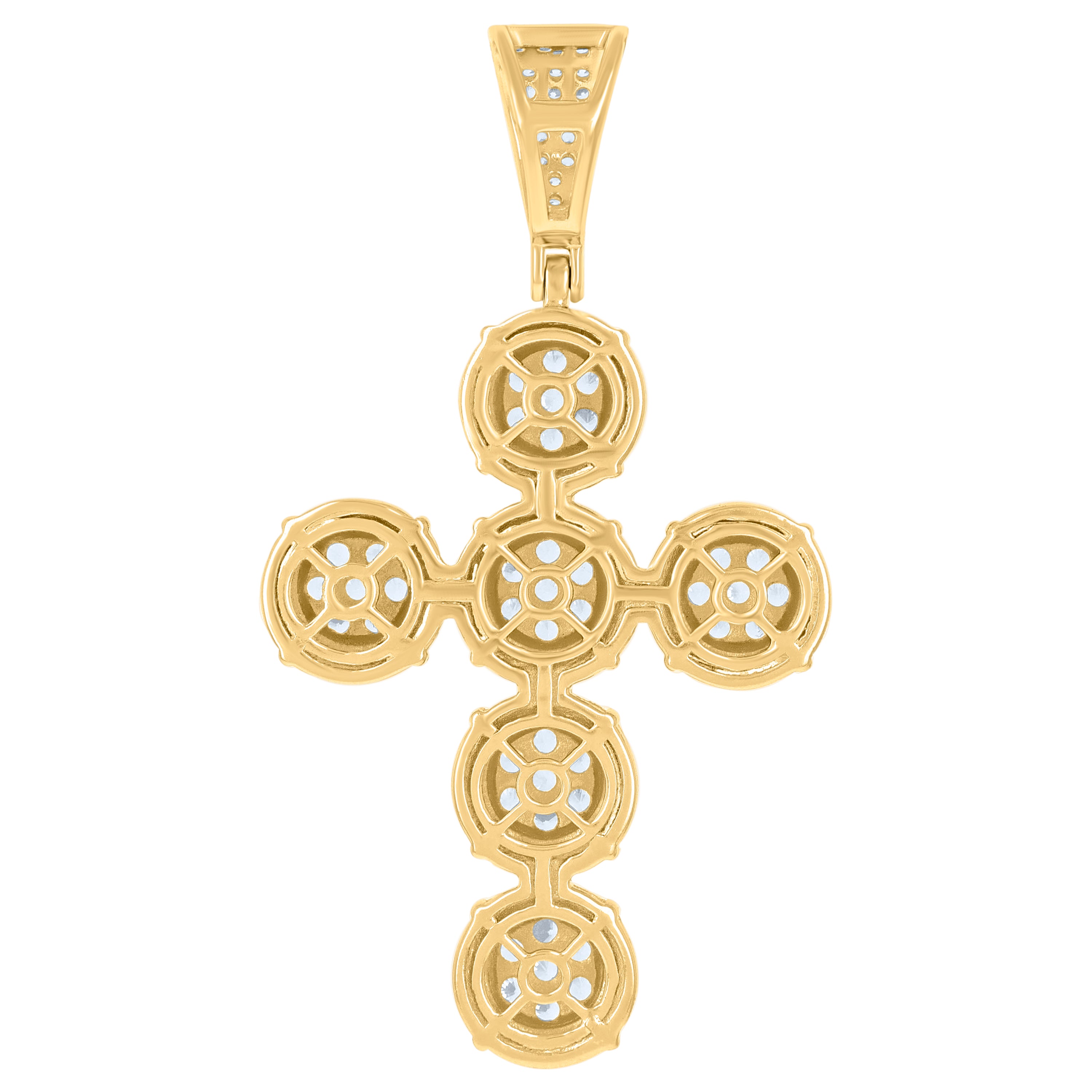 925 Sterling Silver Yellow-Tone Mens Cubic-Zirconia Cross Religious Charm Pendant