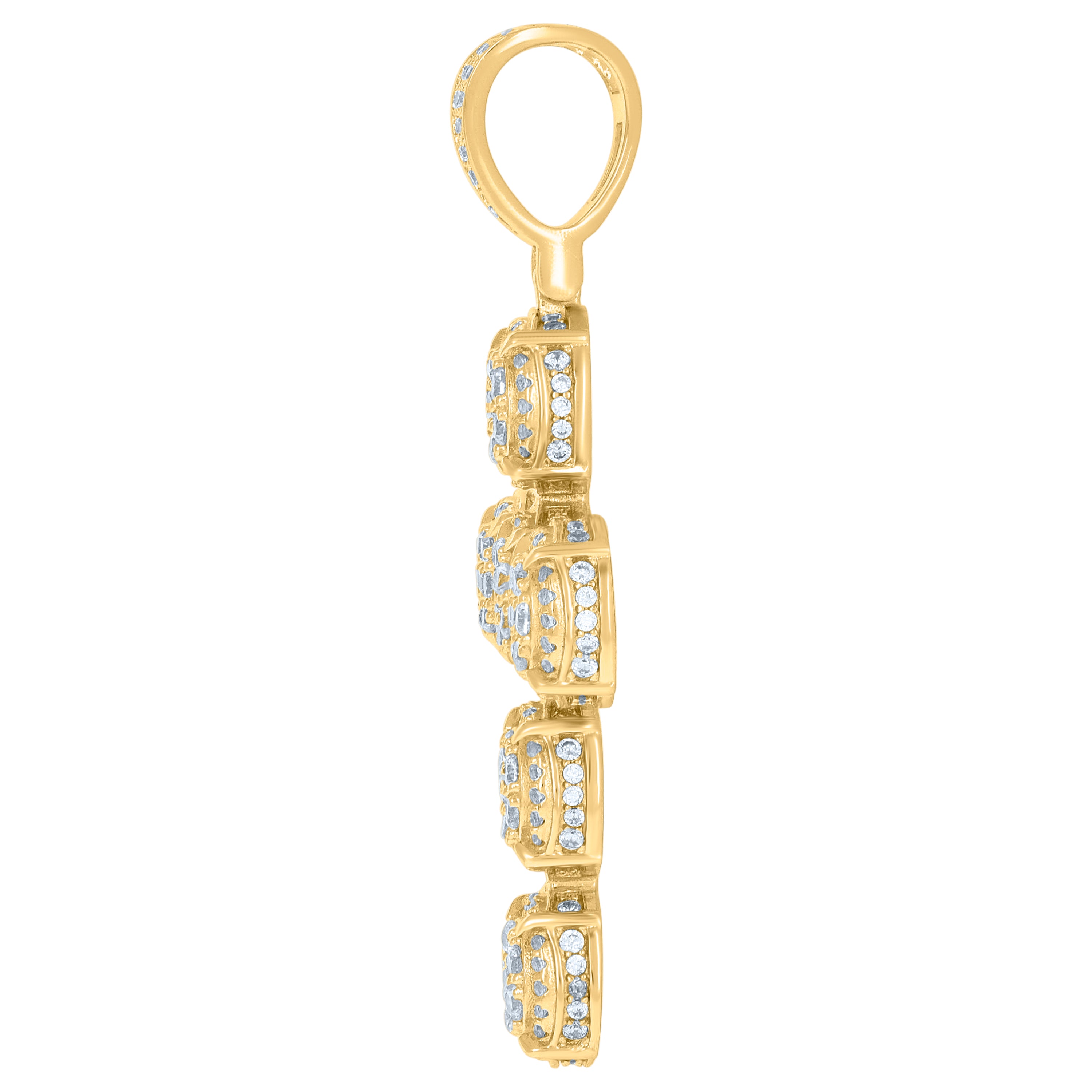 925 Sterling Silver Yellow-Tone Mens Cubic-Zirconia Cross Religious Charm Pendant