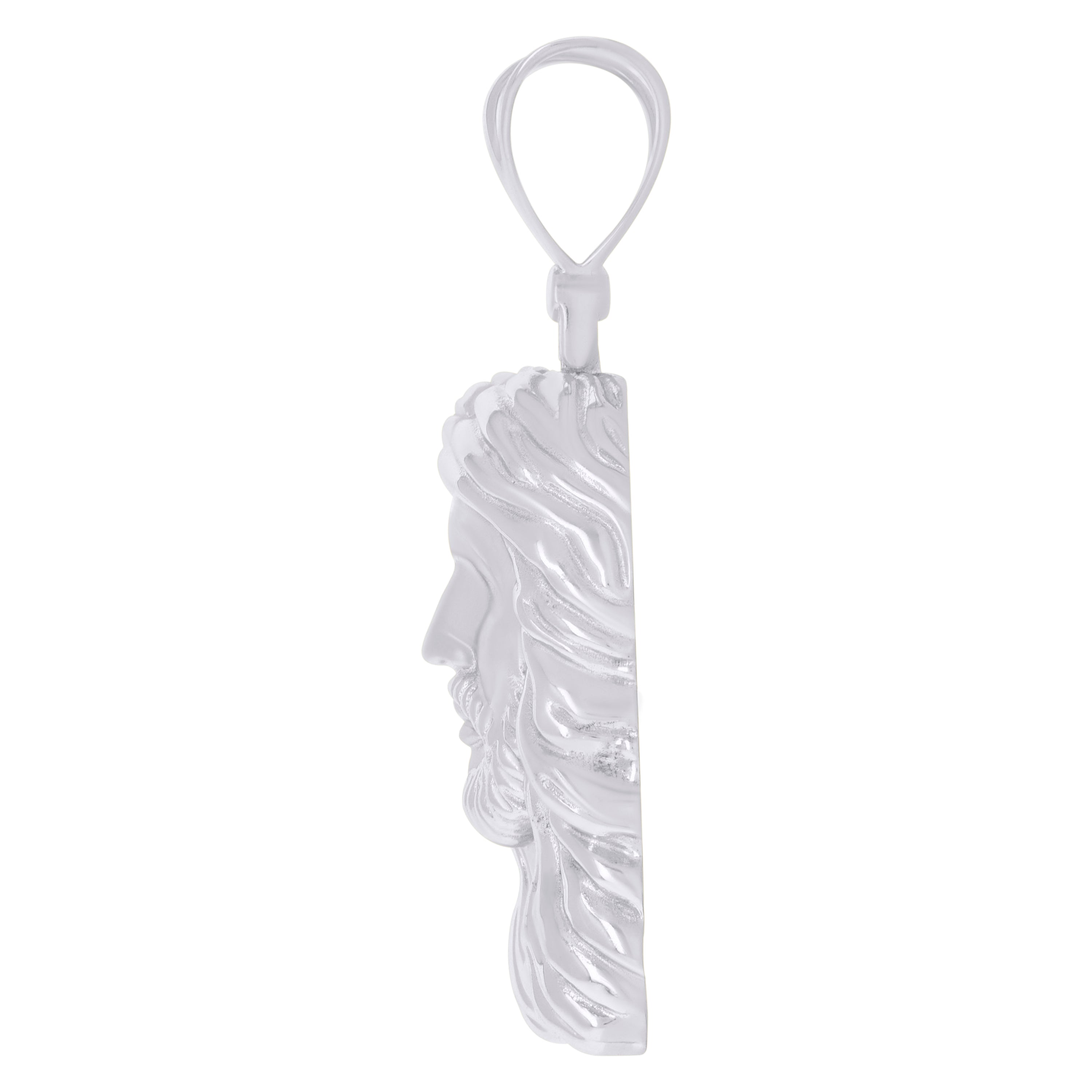 925 Sterling Silver Mens Purple Cubic-Zirconia Jesus Religious Charm Pendant