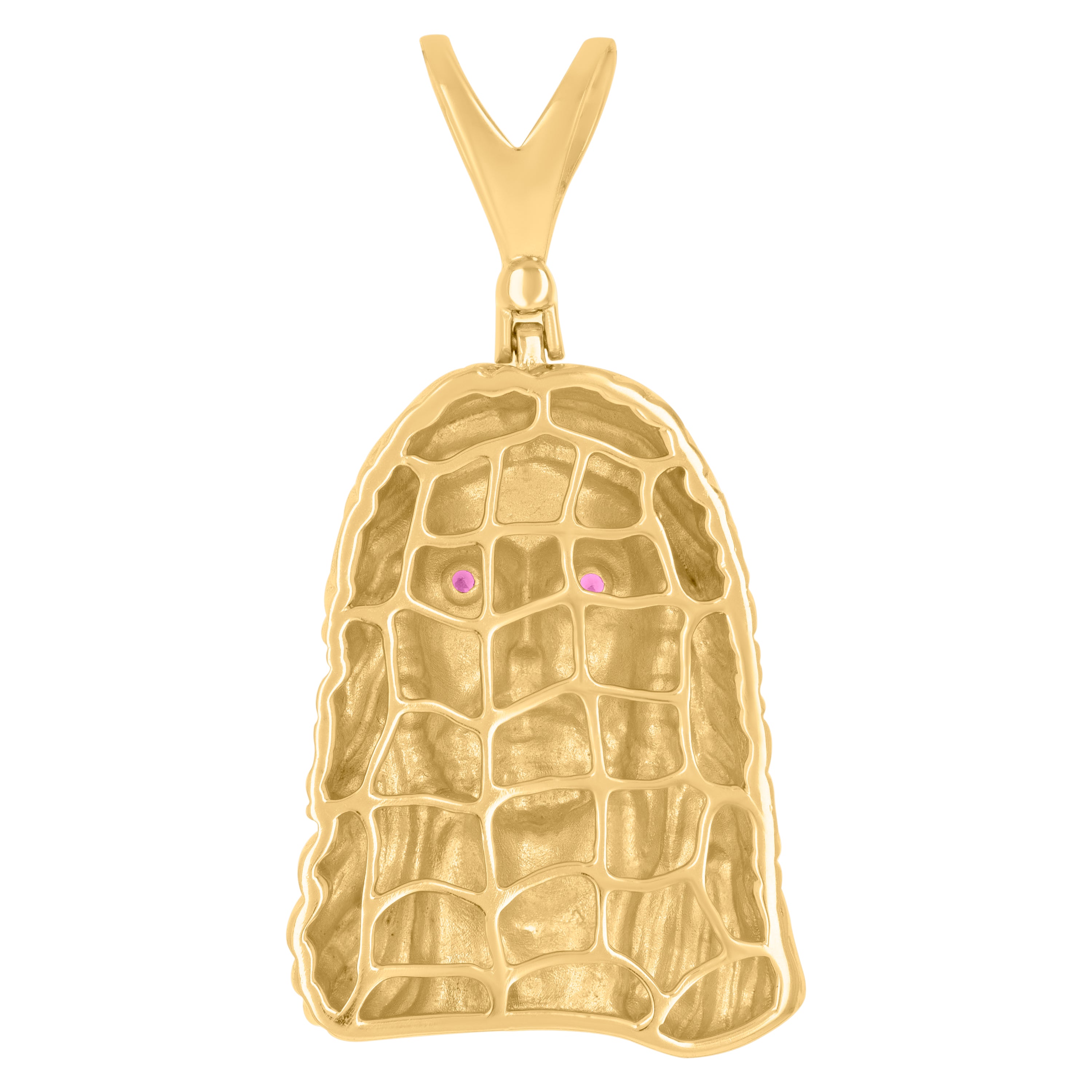 925 Sterling Silver Yellow-Tone Mens Purple Cubic-Zirconia Jesus Religious Charm Pendant