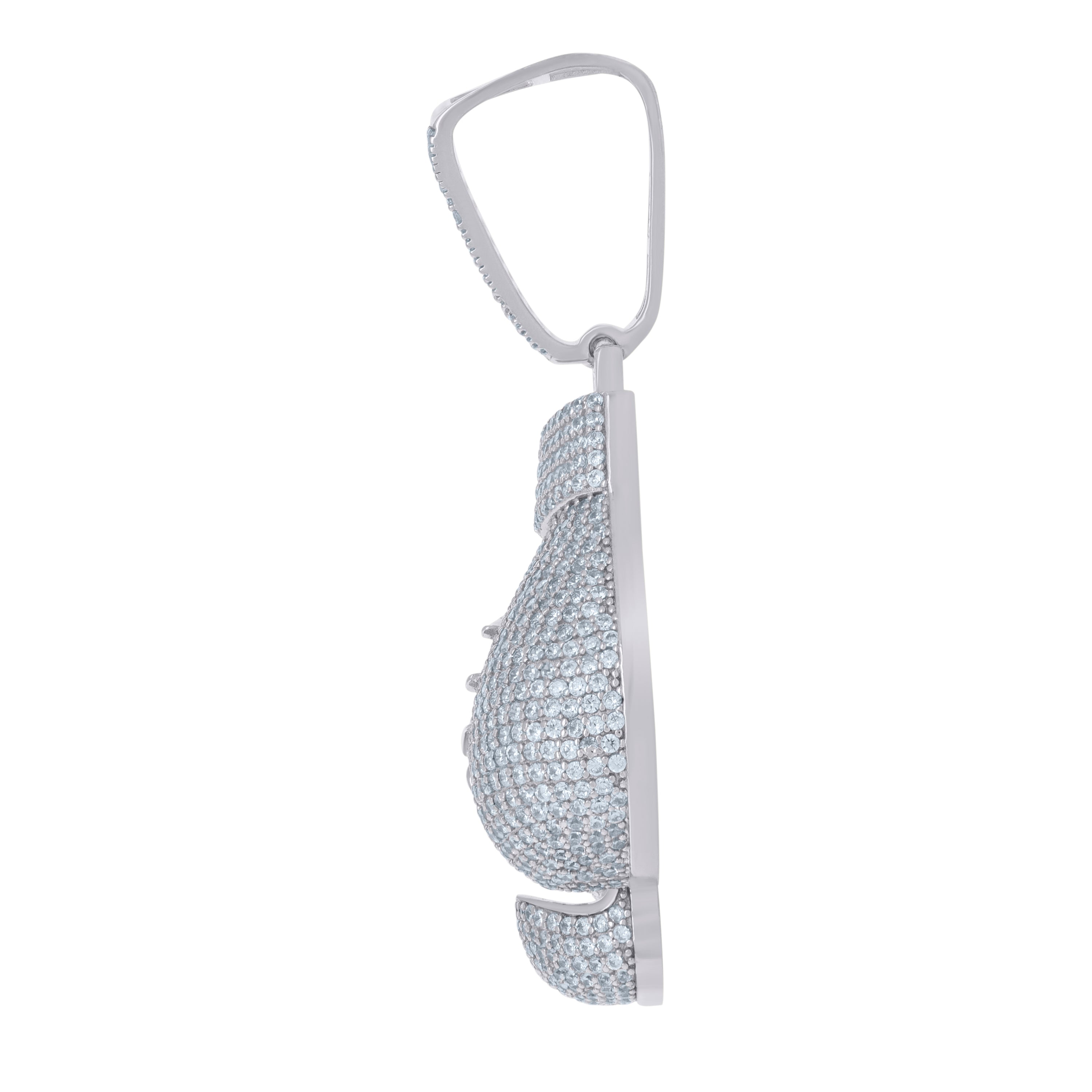 925 Sterling Silver Mens Cubic-Zirconia Boxing Gloves Sports Charm Pendant