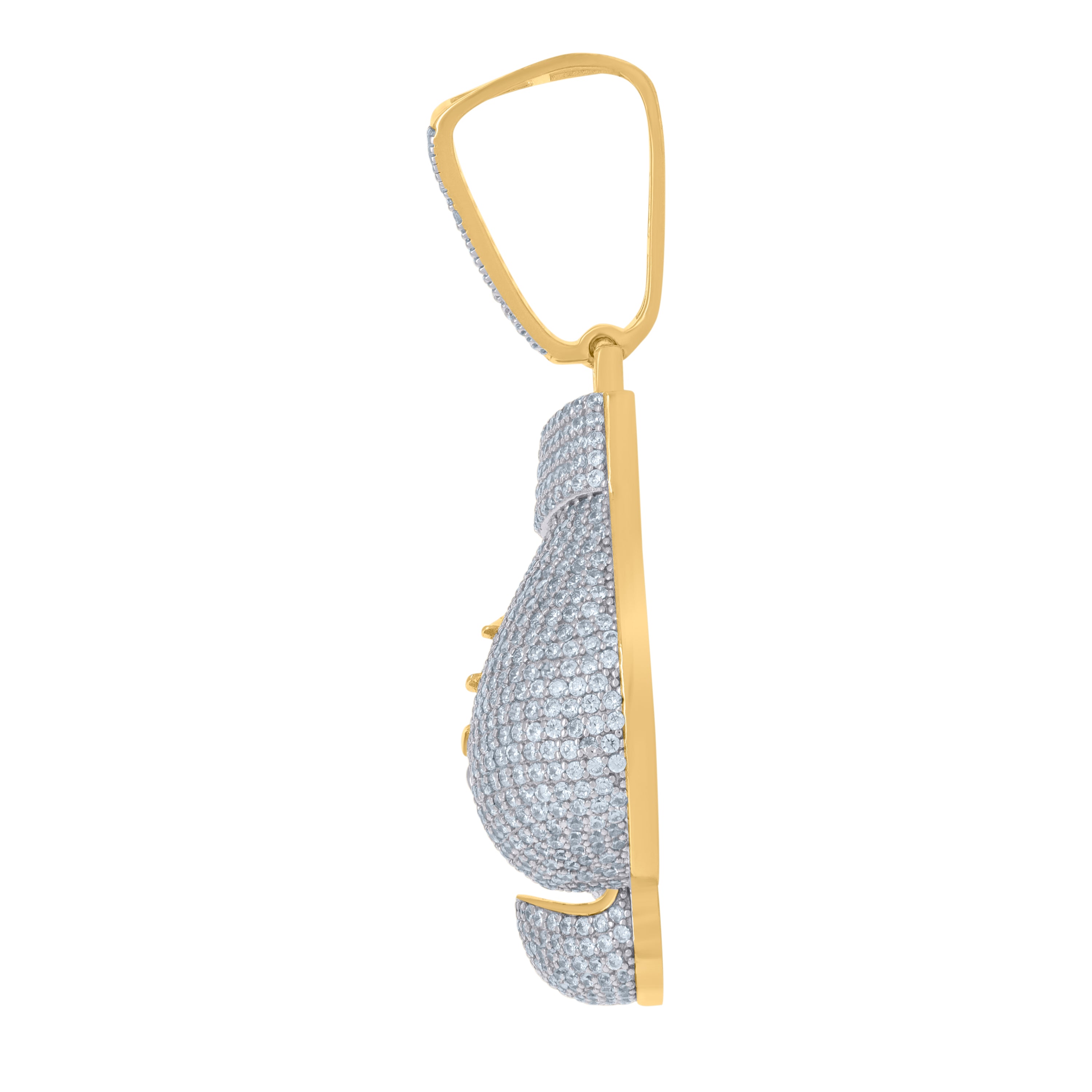 925 Sterling Silver Yellow-tone Mens Cubic-Zirconia Boxing Gloves Sports Charm Pendant