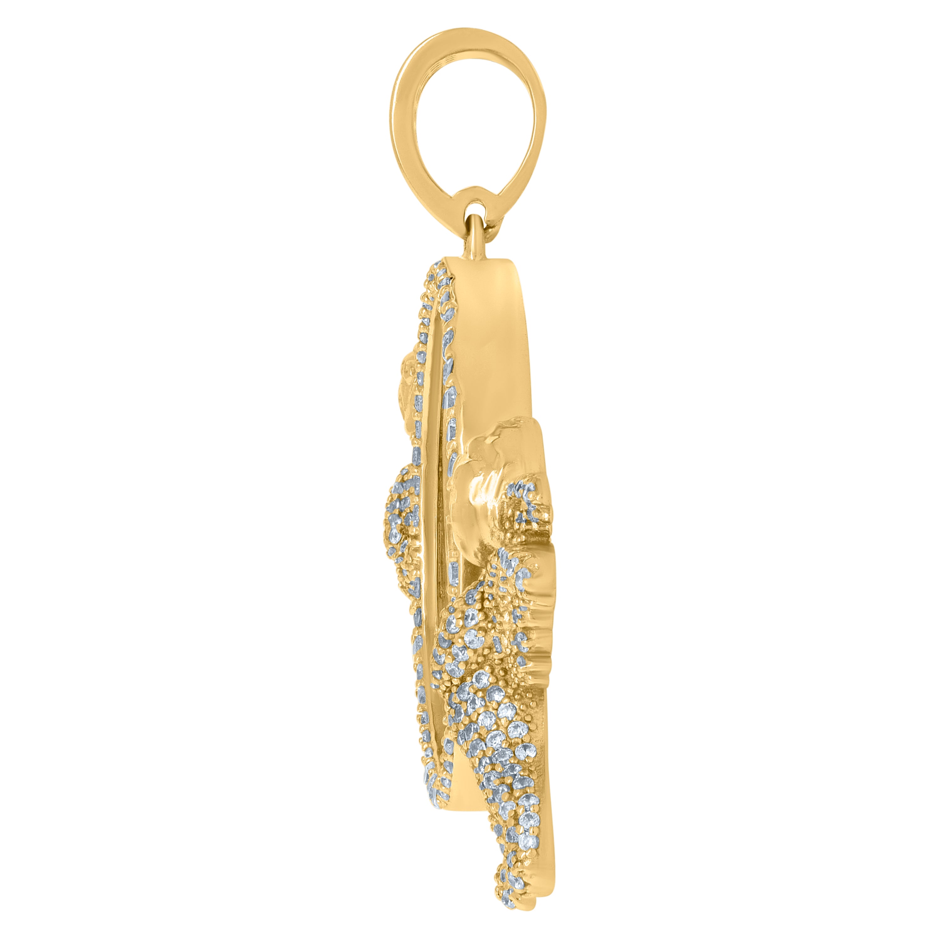 925 Sterling Silver Yellow-Tone Mens Cubic-Zirconia Angels Picture Frame Charm Pendant